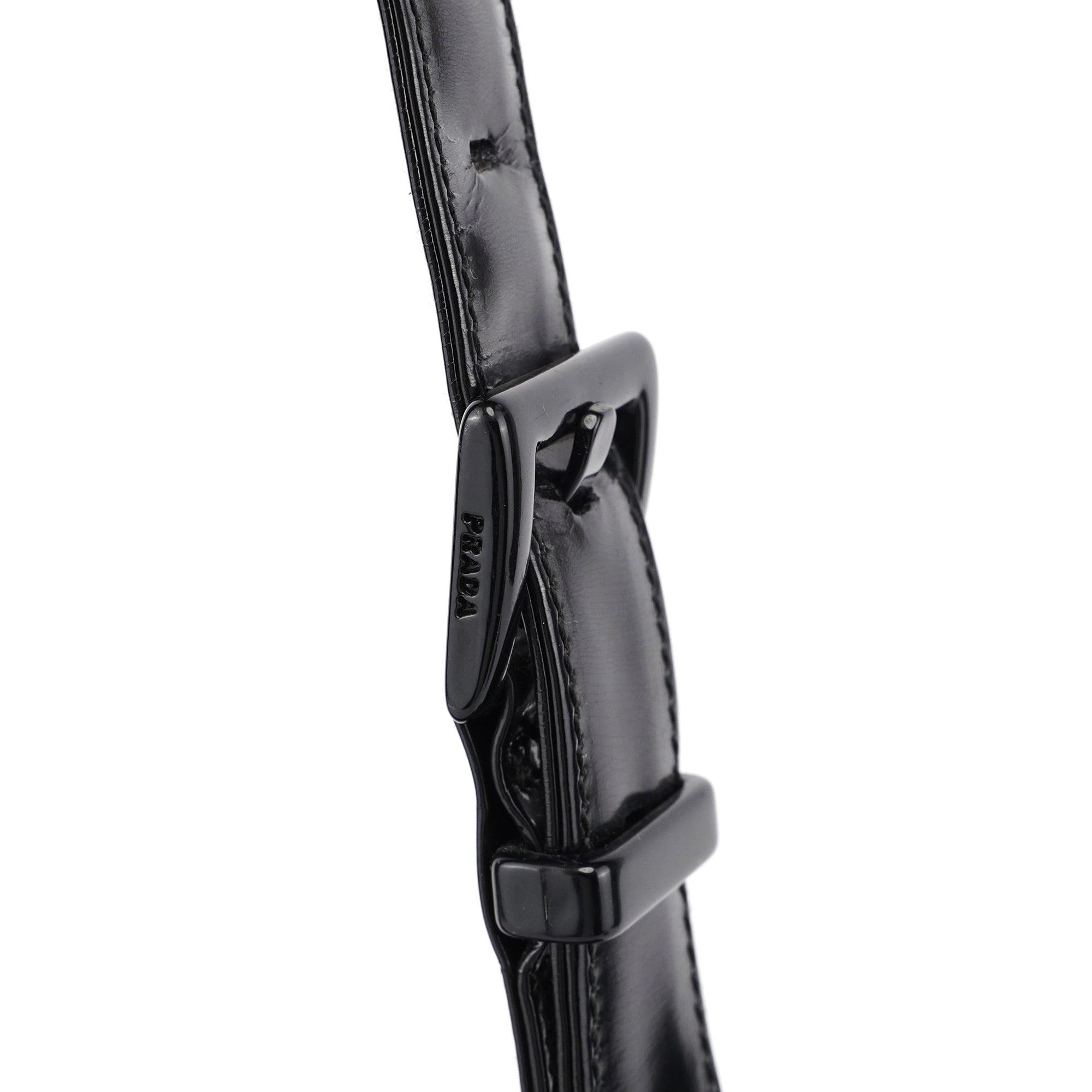 Black Tessuto Spazzolato Buckle Shoulder Bag