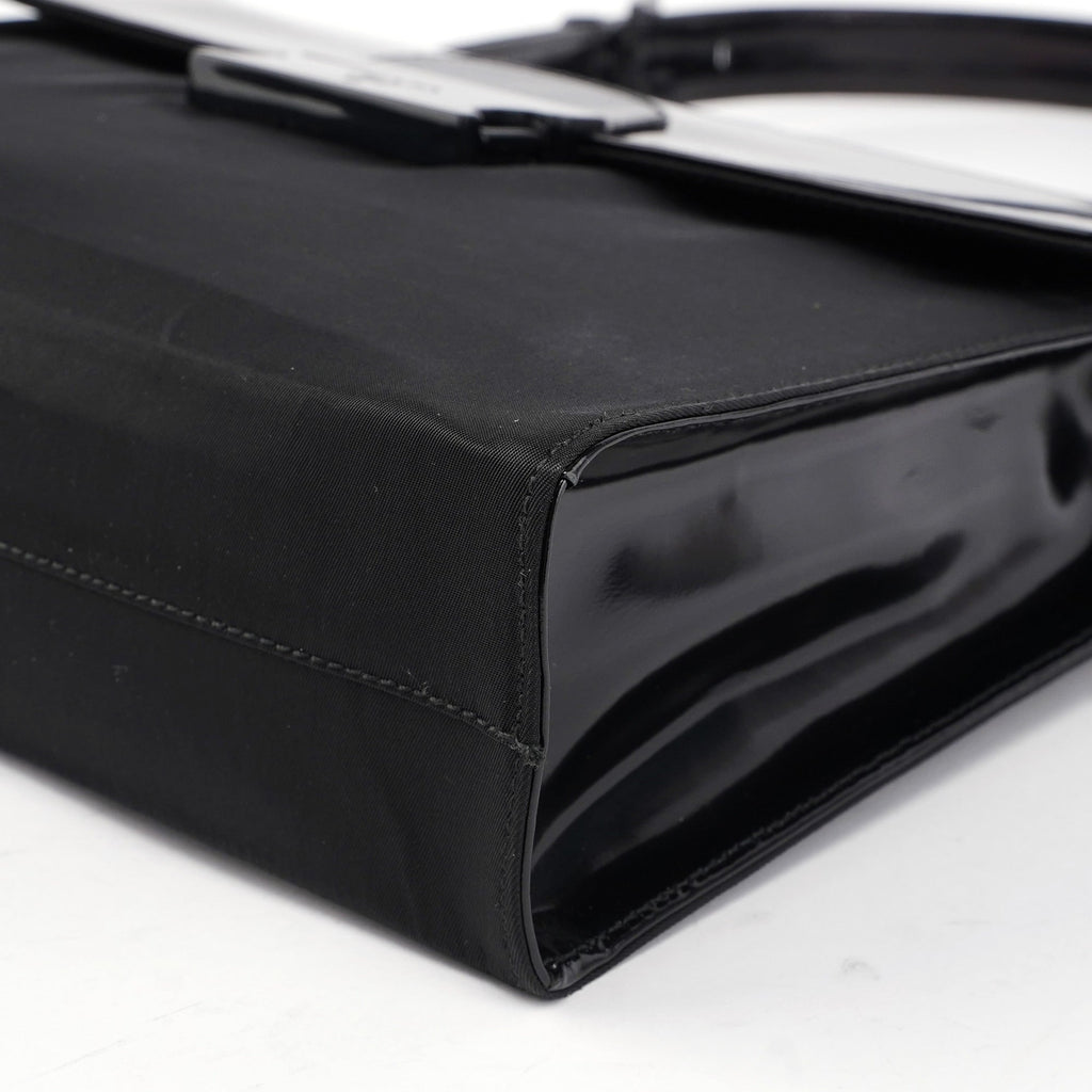 Black Tessuto Spazzolato Buckle Shoulder Bag