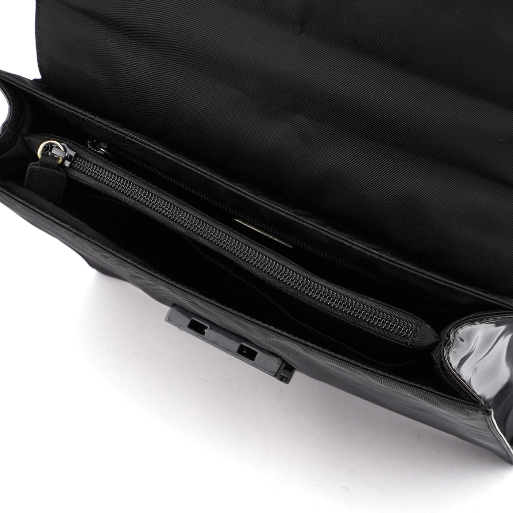 Black Tessuto Spazzolato Buckle Shoulder Bag