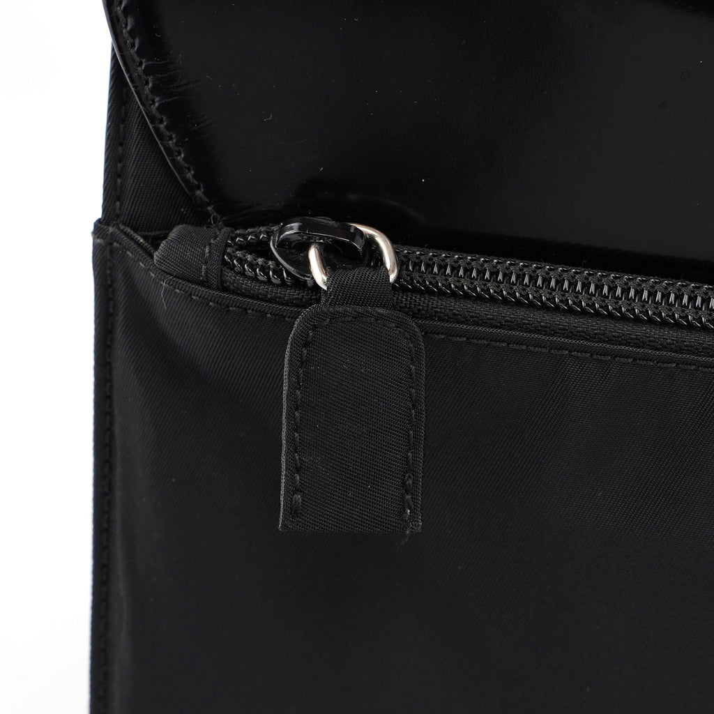 Black Tessuto Spazzolato Buckle Shoulder Bag