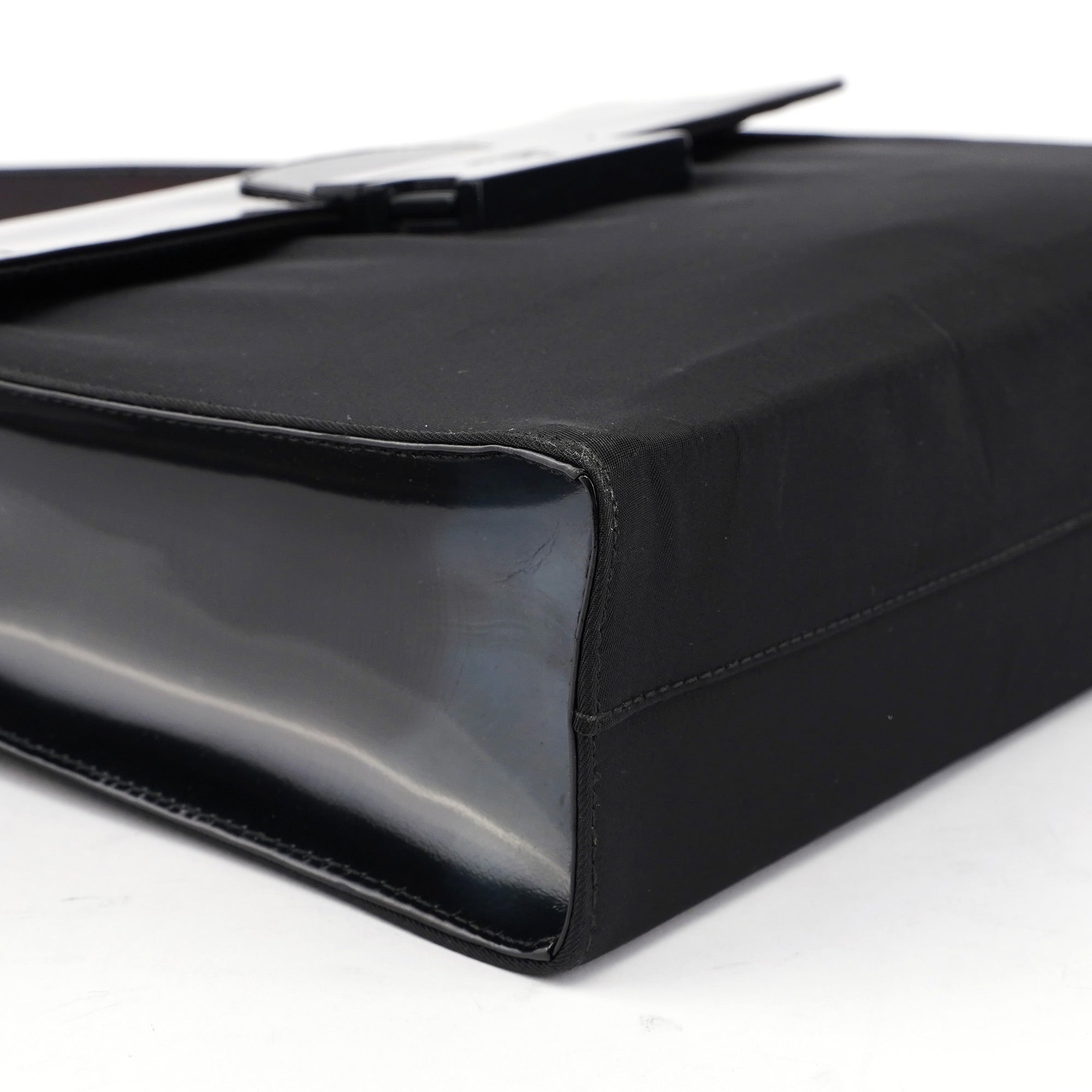 Black Tessuto Spazzolato Buckle Shoulder Bag