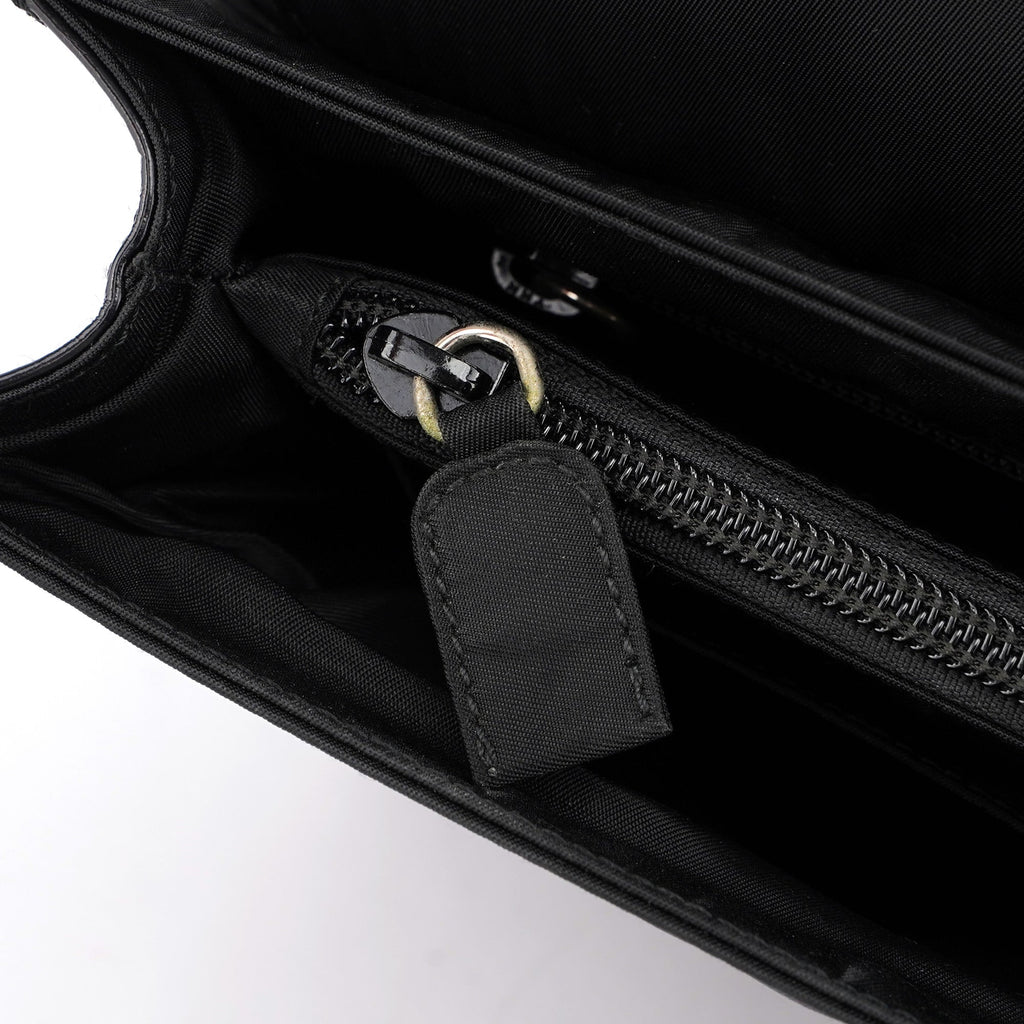 Black Tessuto Spazzolato Buckle Shoulder Bag
