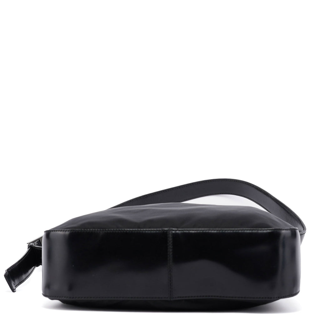 Black Tessuto Spazzolato Hobo Shoulder Bag