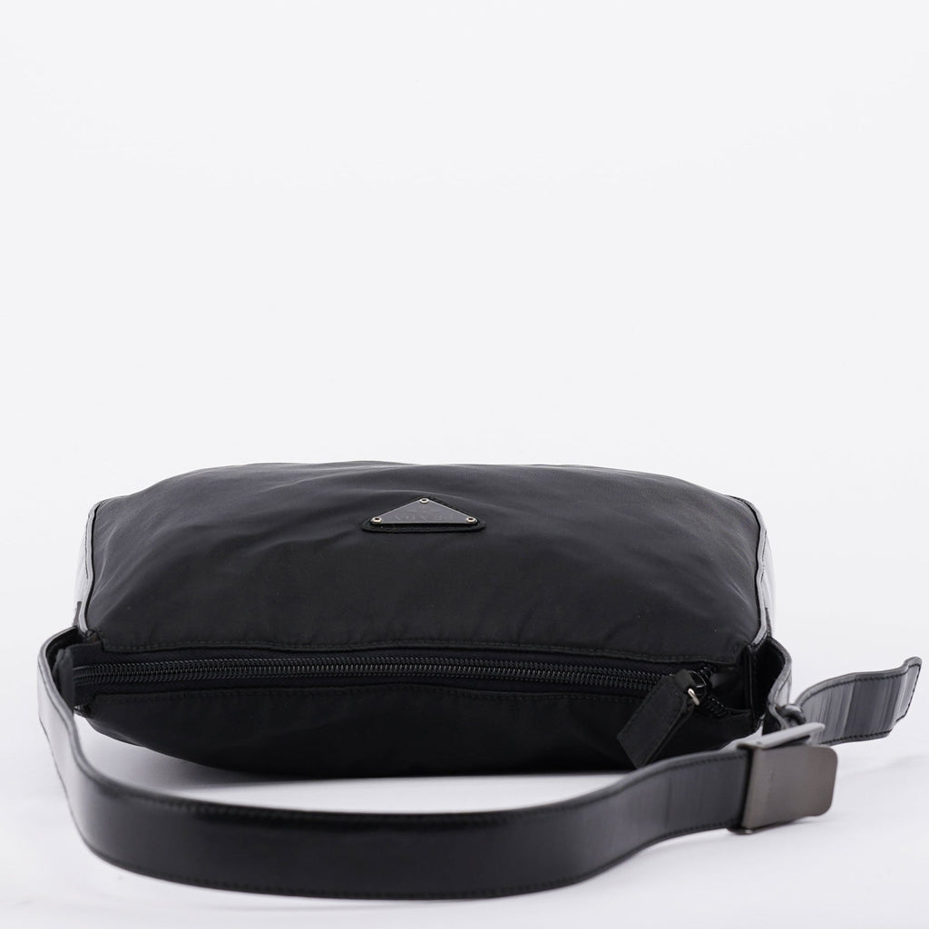 Black Tessuto Spazzolato Hobo Shoulder Bag