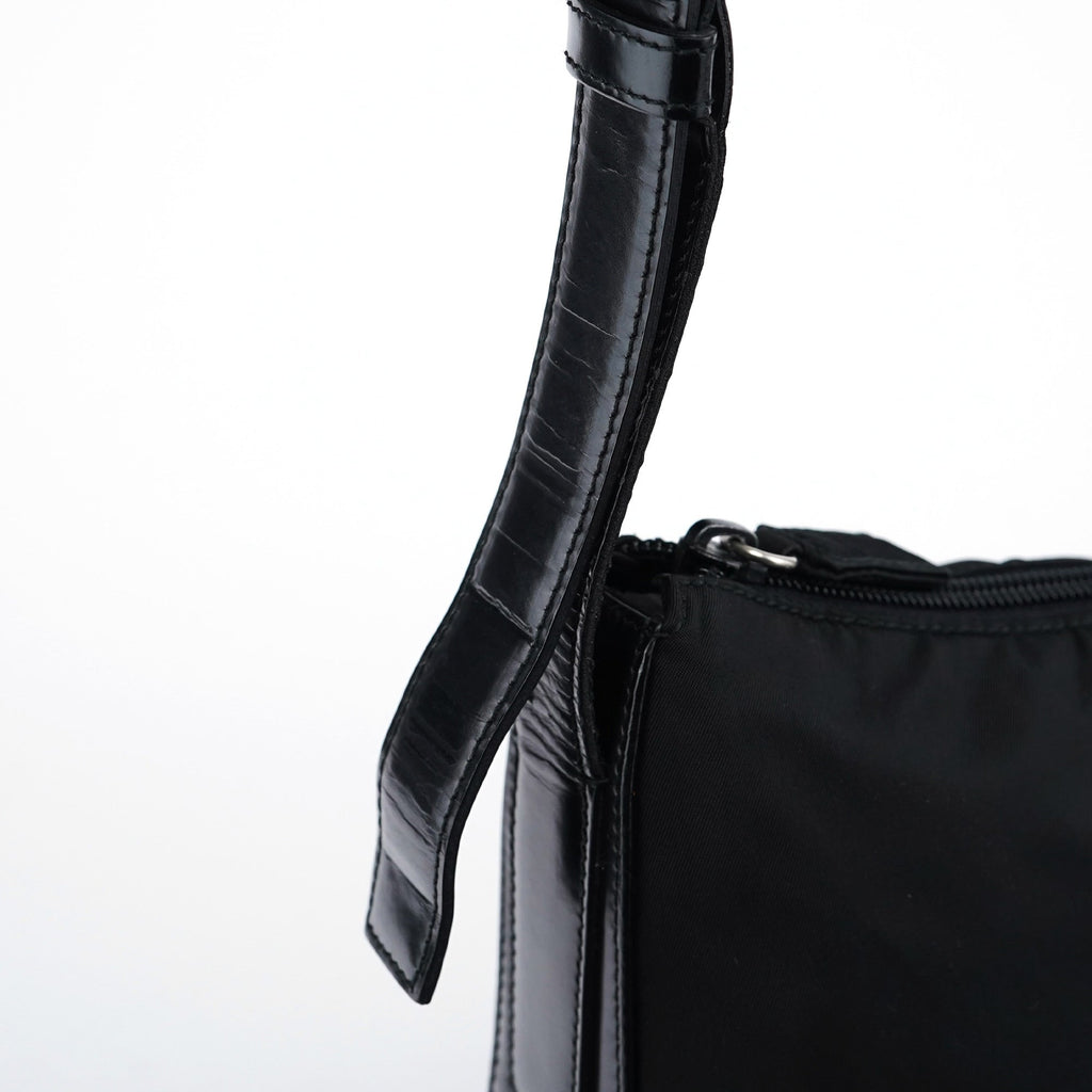Black Tessuto Spazzolato Hobo Shoulder Bag