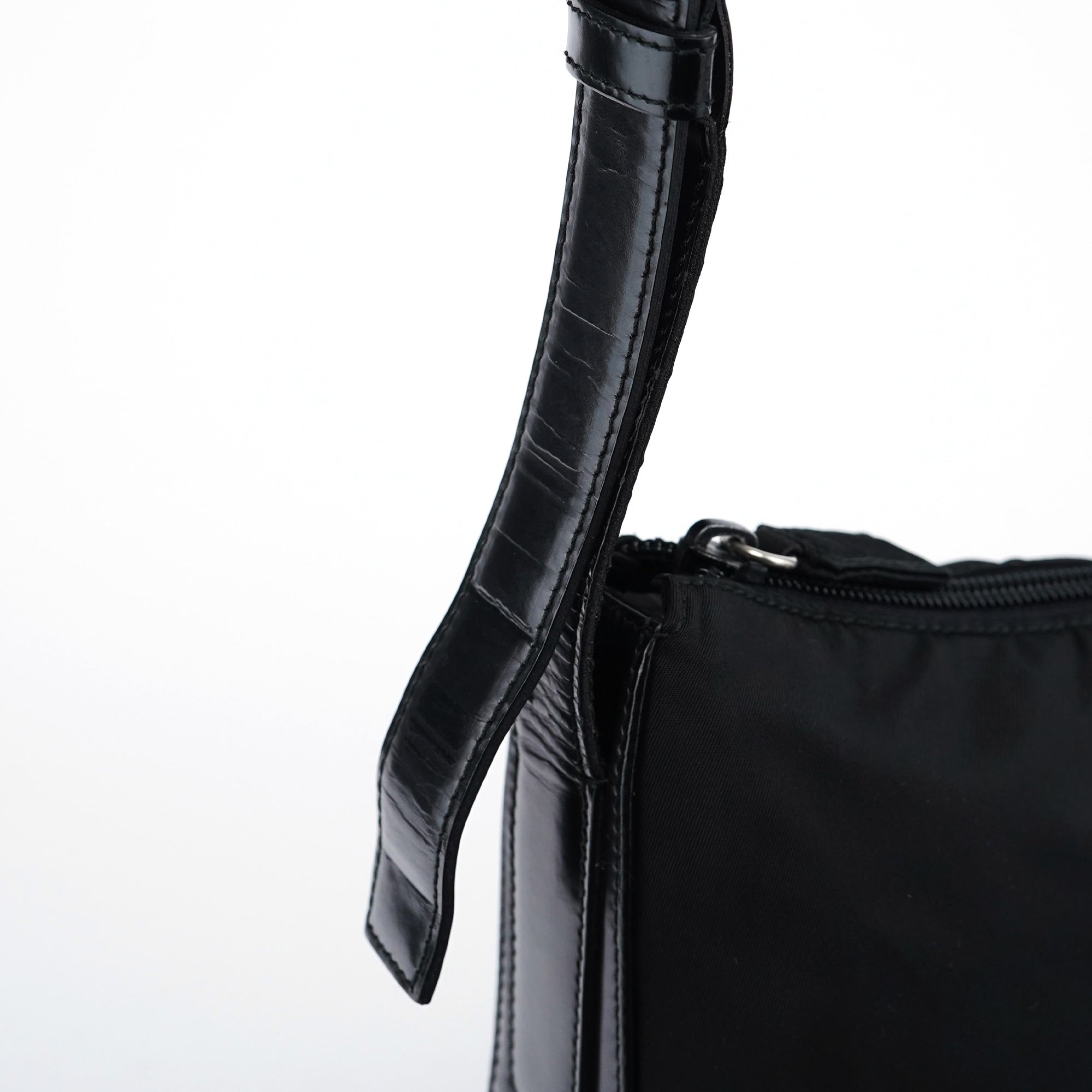 Black Tessuto Spazzolato Hobo Shoulder Bag