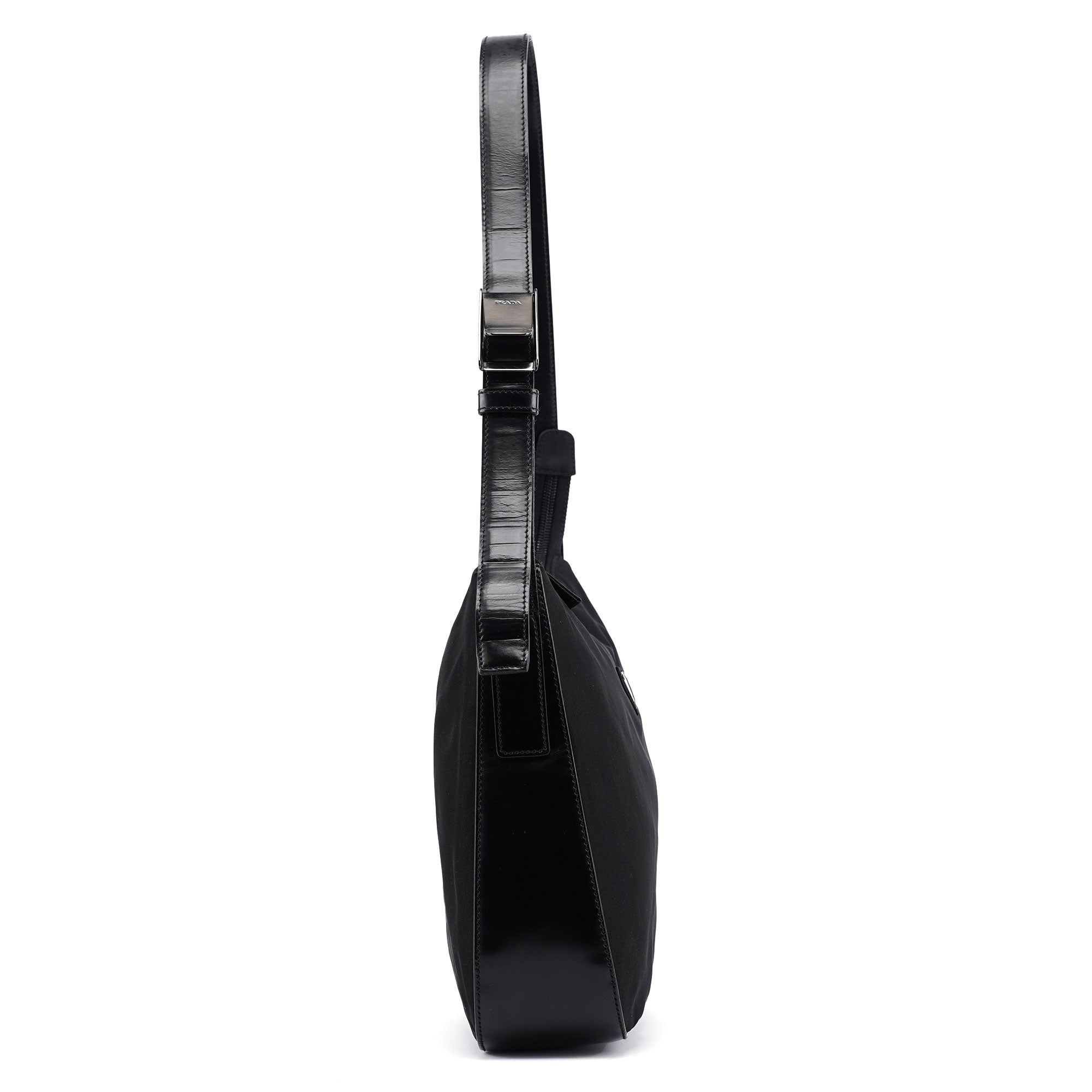 Black Tessuto Spazzolato Hobo Shoulder Bag