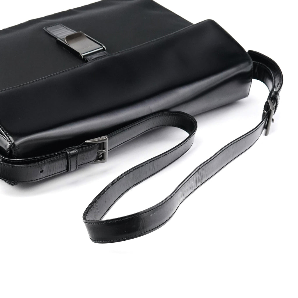 Black Tessuto Spazzolato Nylon Shoulder Bag