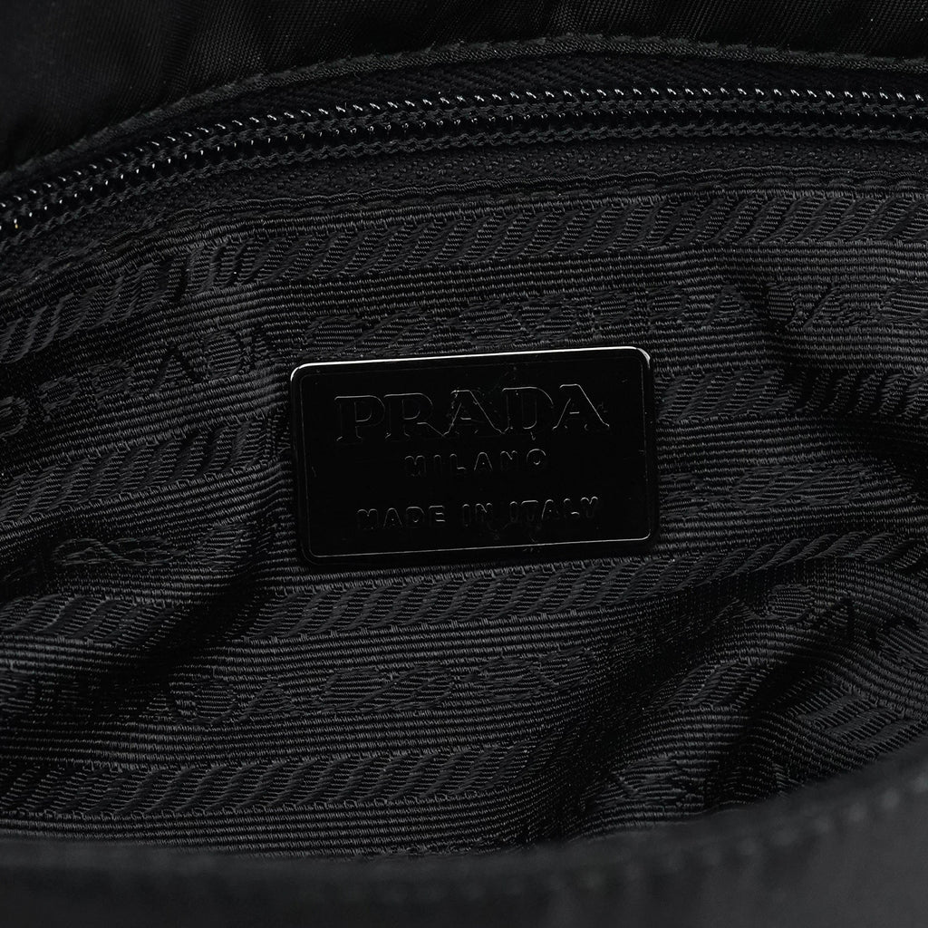 Black Tessuto Spazzolato Nylon Shoulder Bag