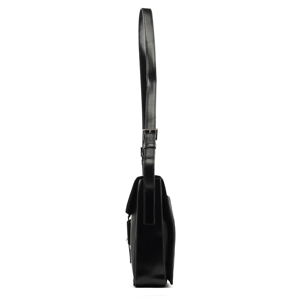 Black Tessuto Spazzolato Nylon Shoulder Bag