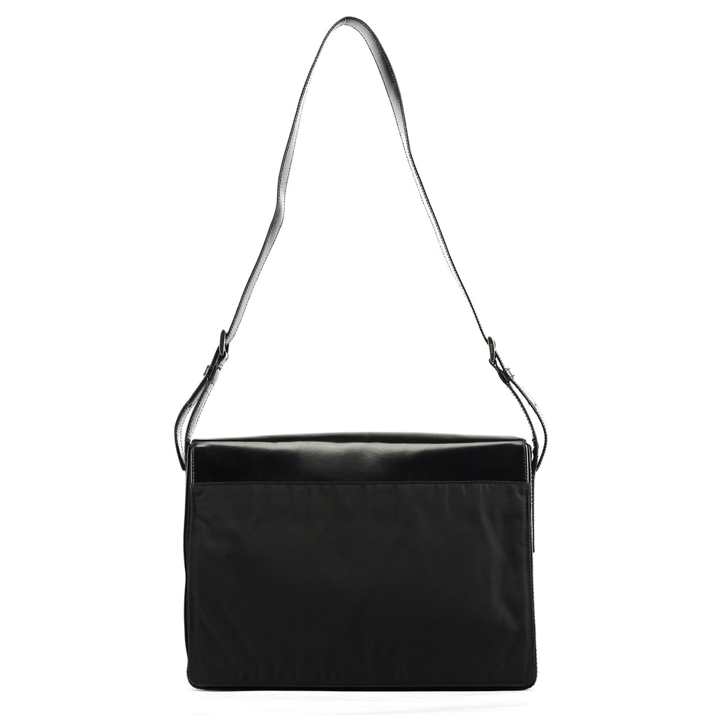Black Tessuto Spazzolato Nylon Shoulder Bag