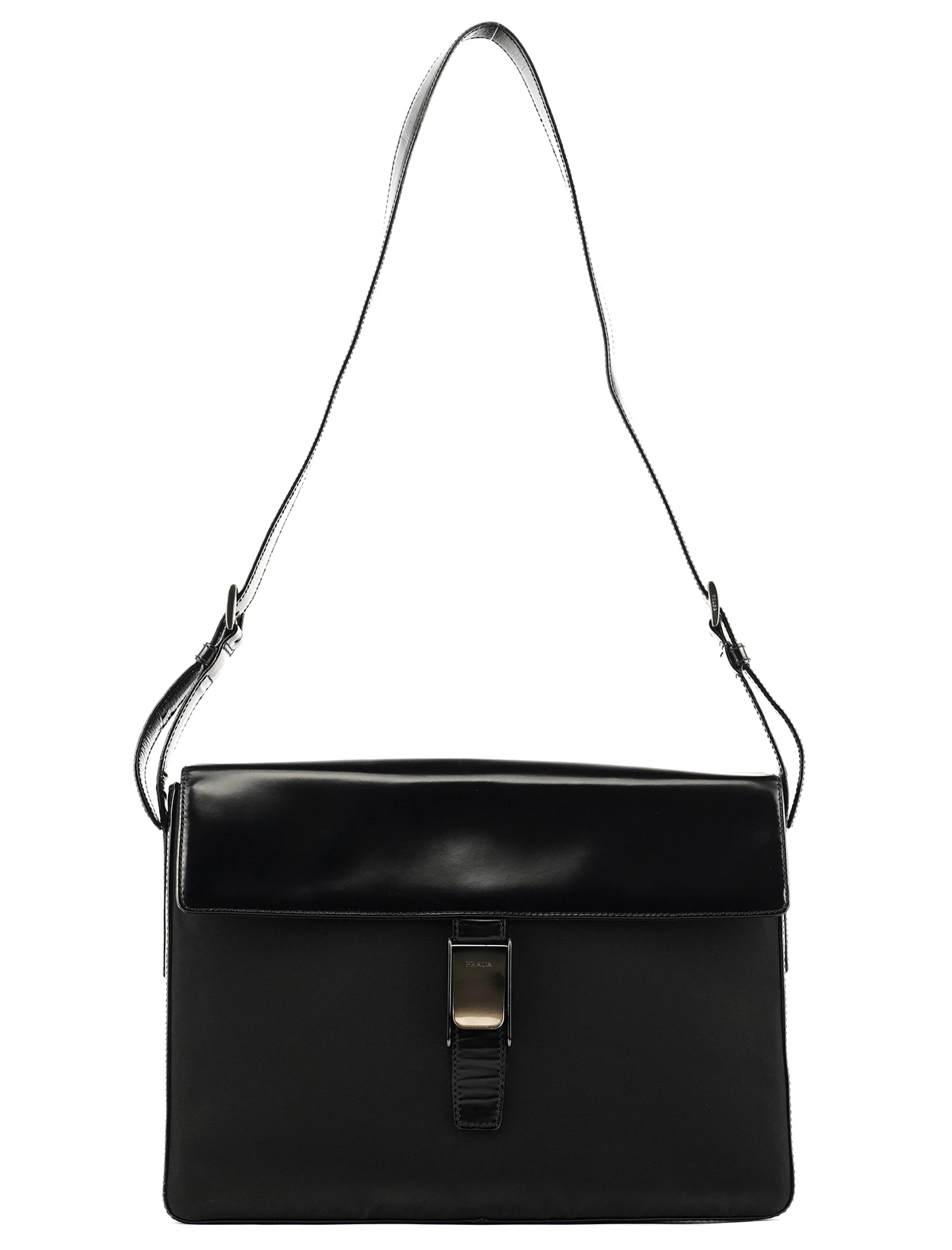Black Tessuto Spazzolato Nylon Shoulder Bag