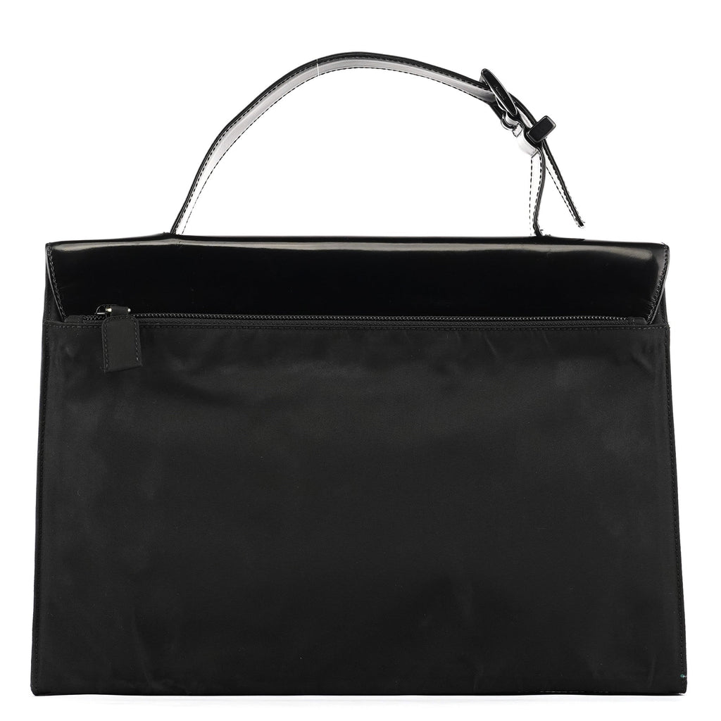 Black Tessuto Spazzolato Top Handle Bag