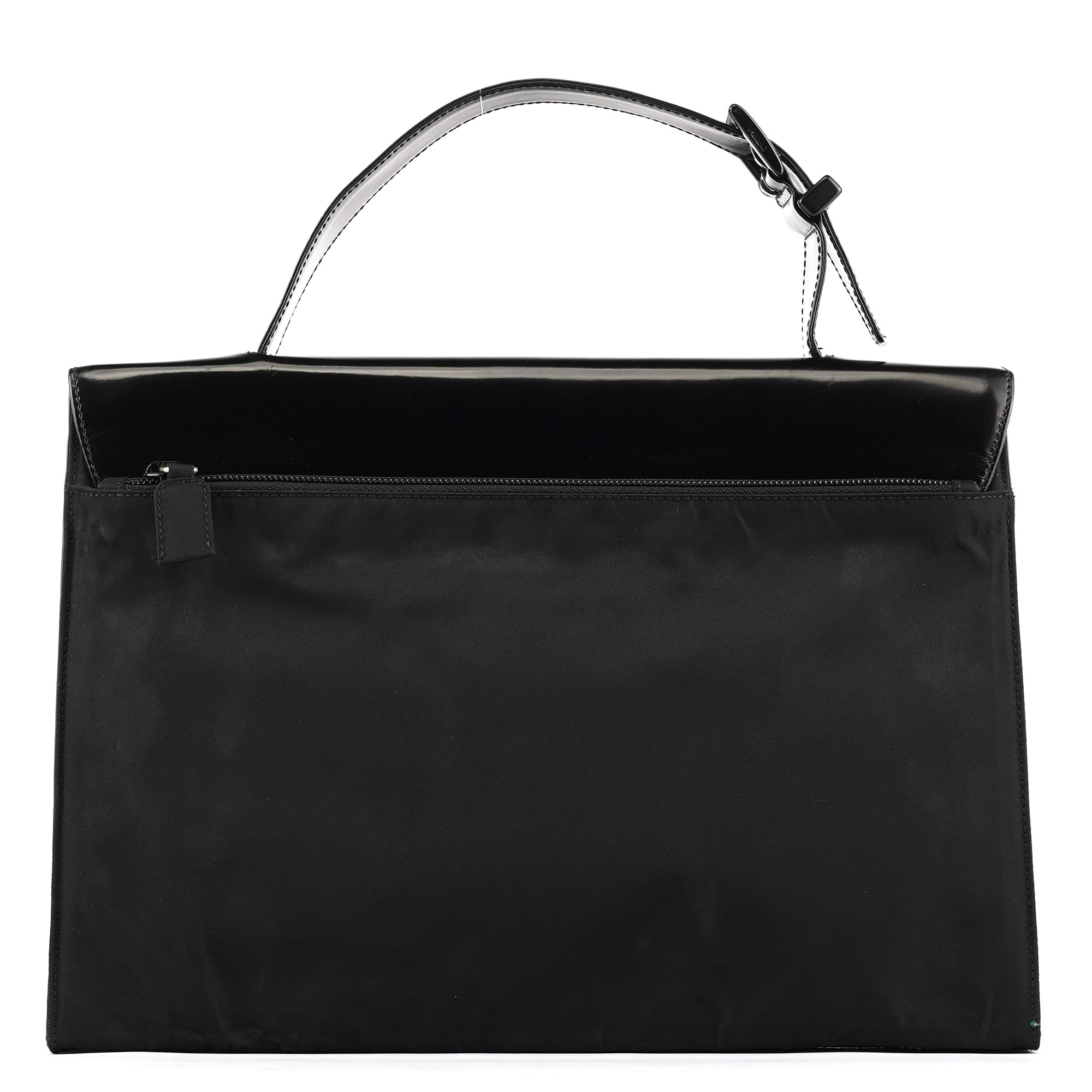 Black Tessuto Spazzolato Top Handle Bag