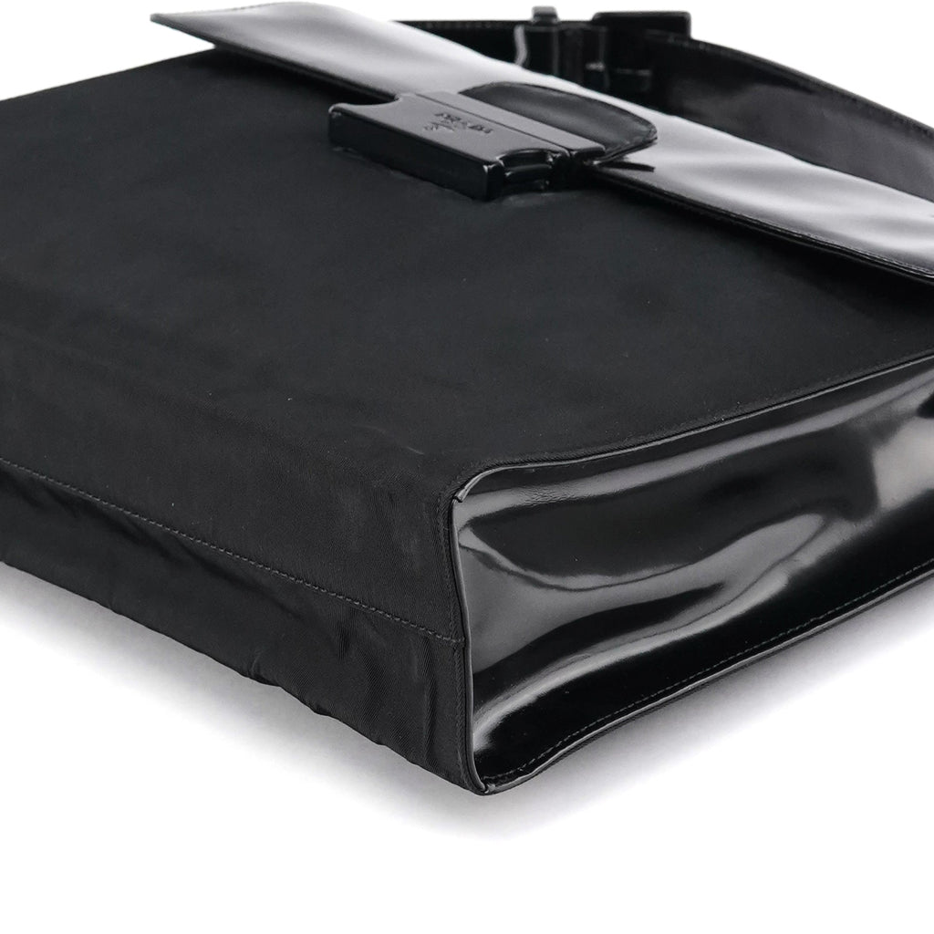 Black Tessuto Spazzolato Top Handle Bag