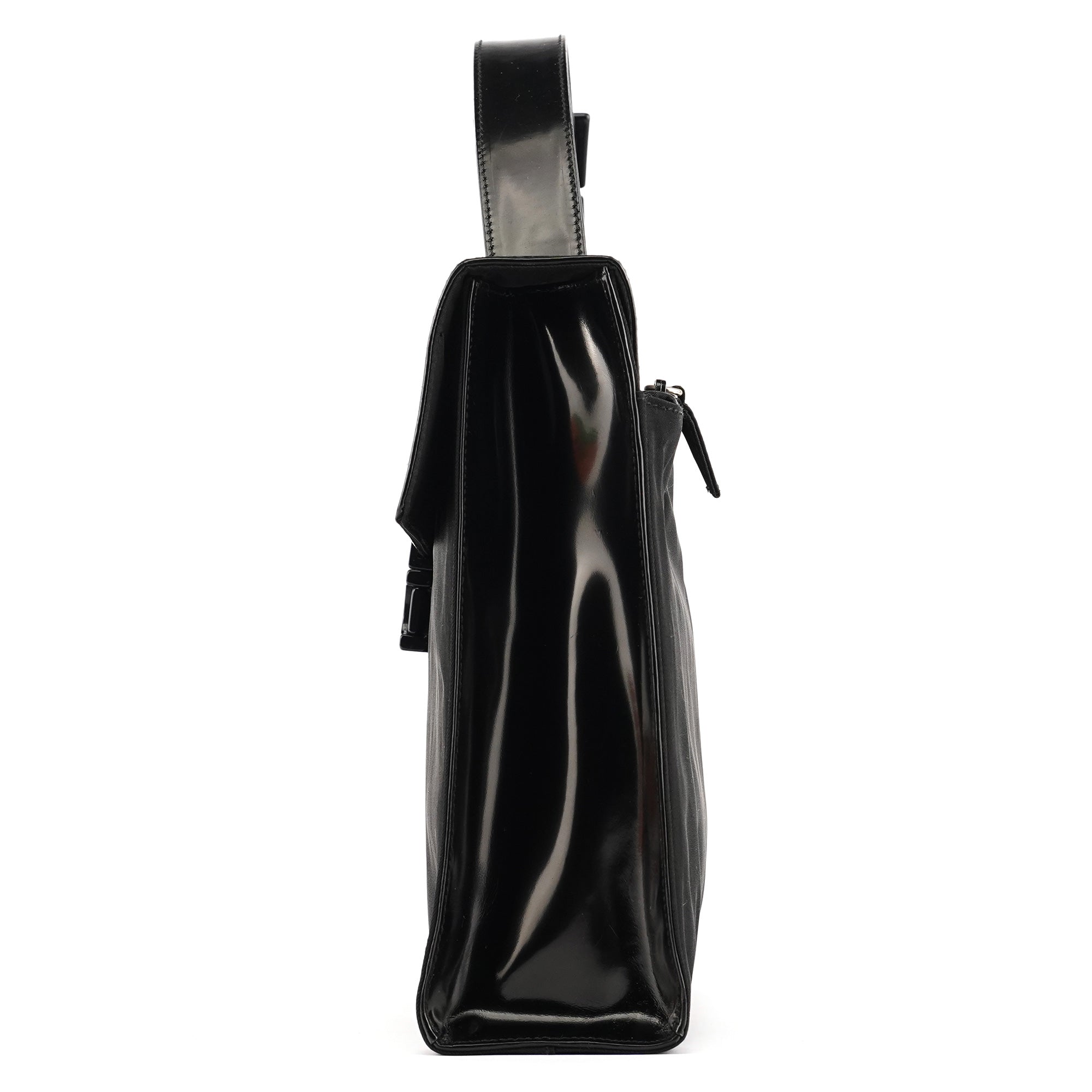 Black Tessuto Spazzolato Top Handle Bag