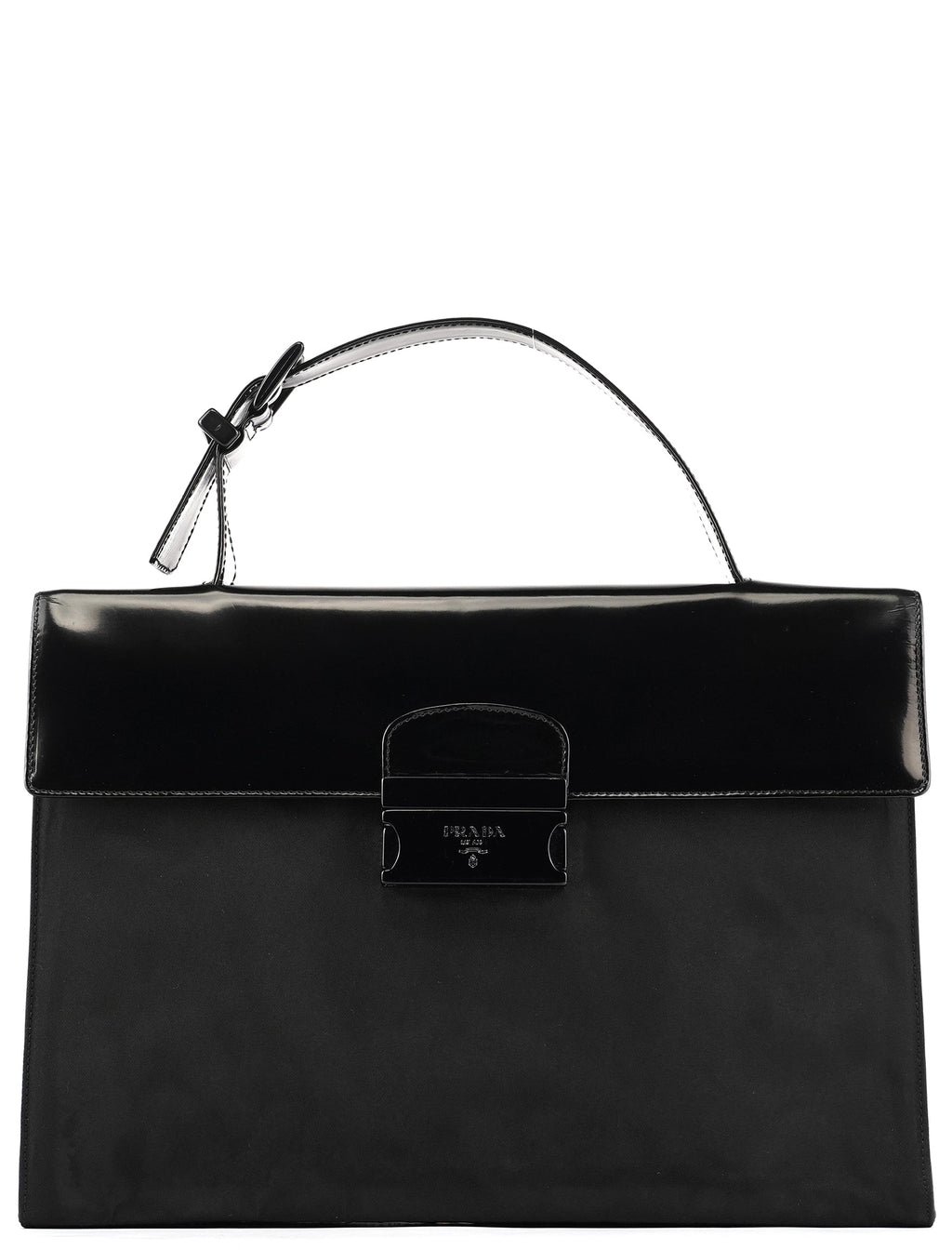 Black Tessuto Spazzolato Top Handle Bag