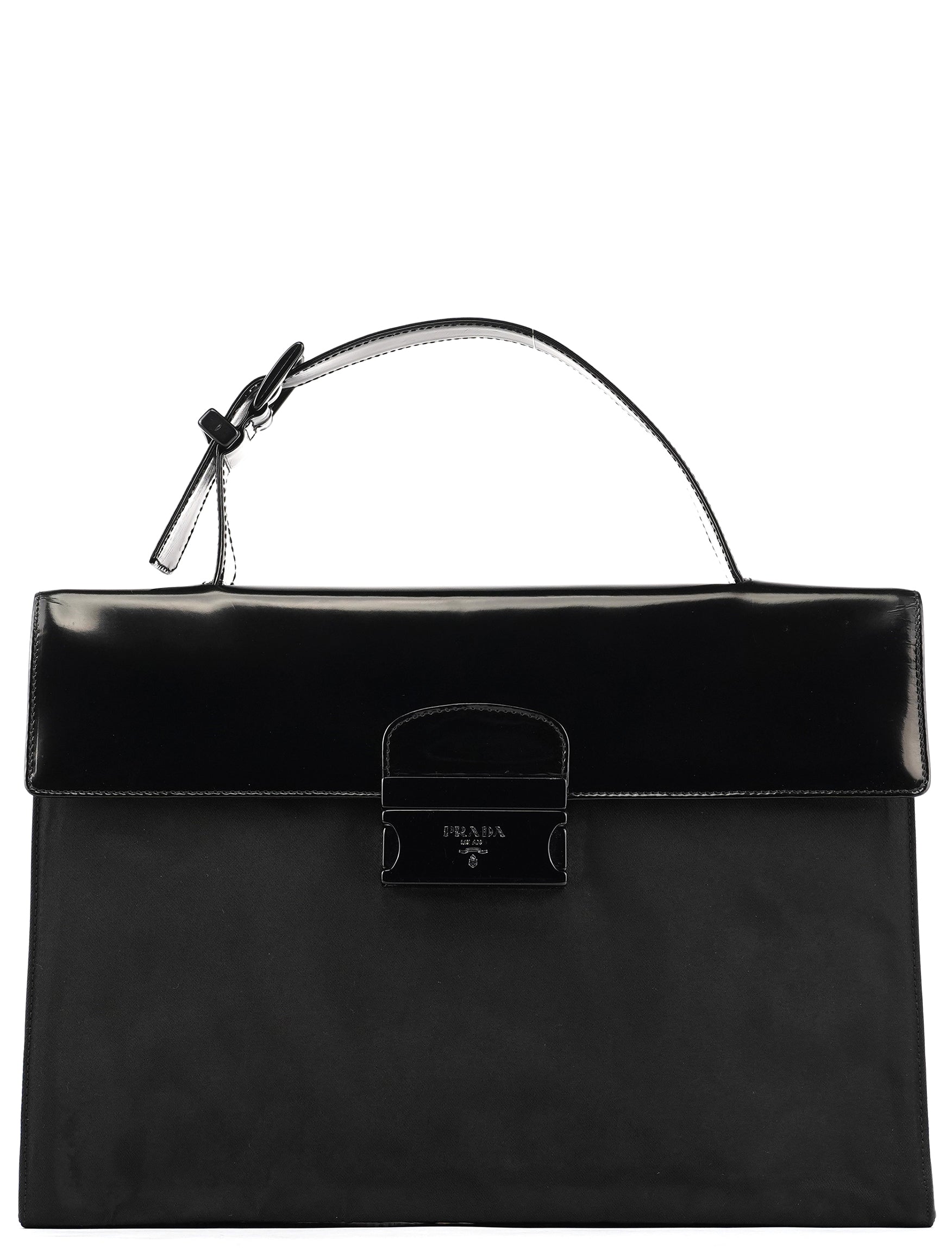Black Tessuto Spazzolato Top Handle Bag