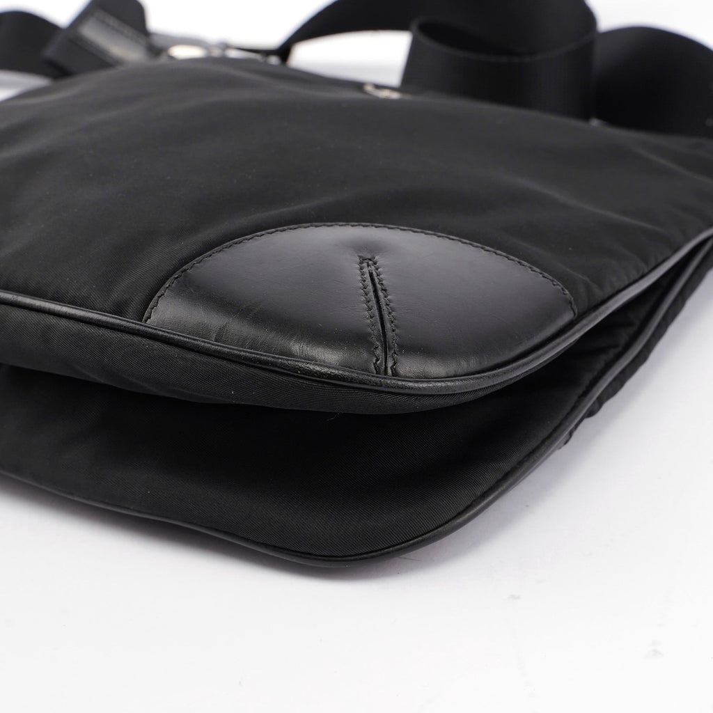 Black Tessuto Vitello Crossbody Bag