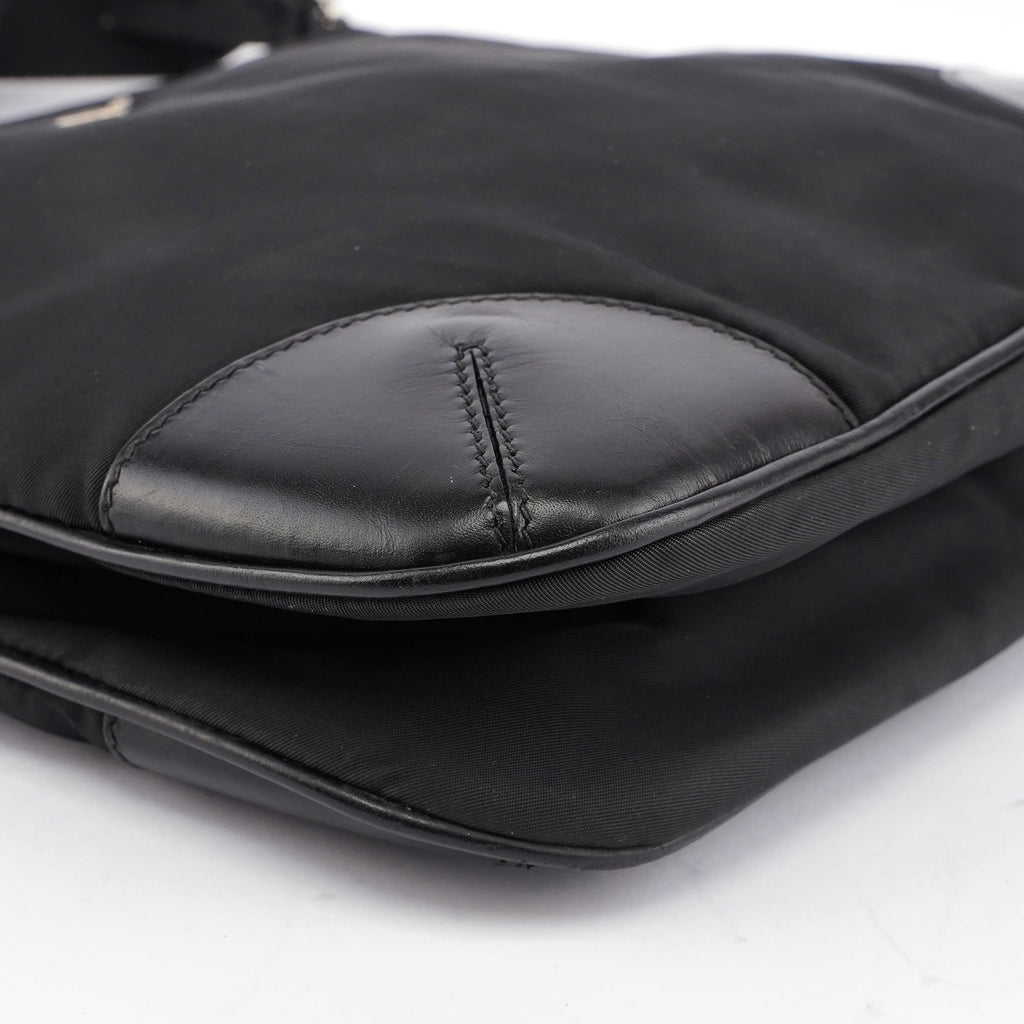 Black Tessuto Vitello Crossbody Bag