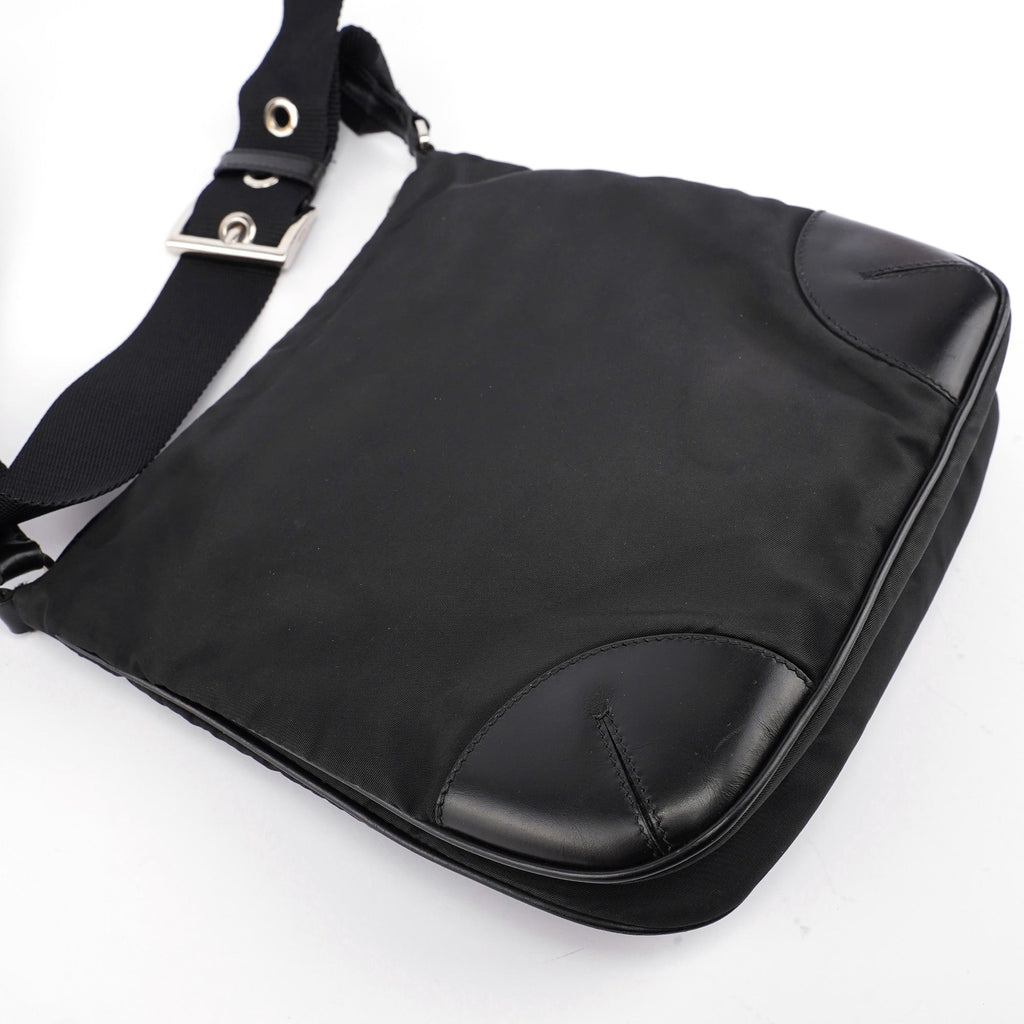 Black Tessuto Vitello Crossbody Bag