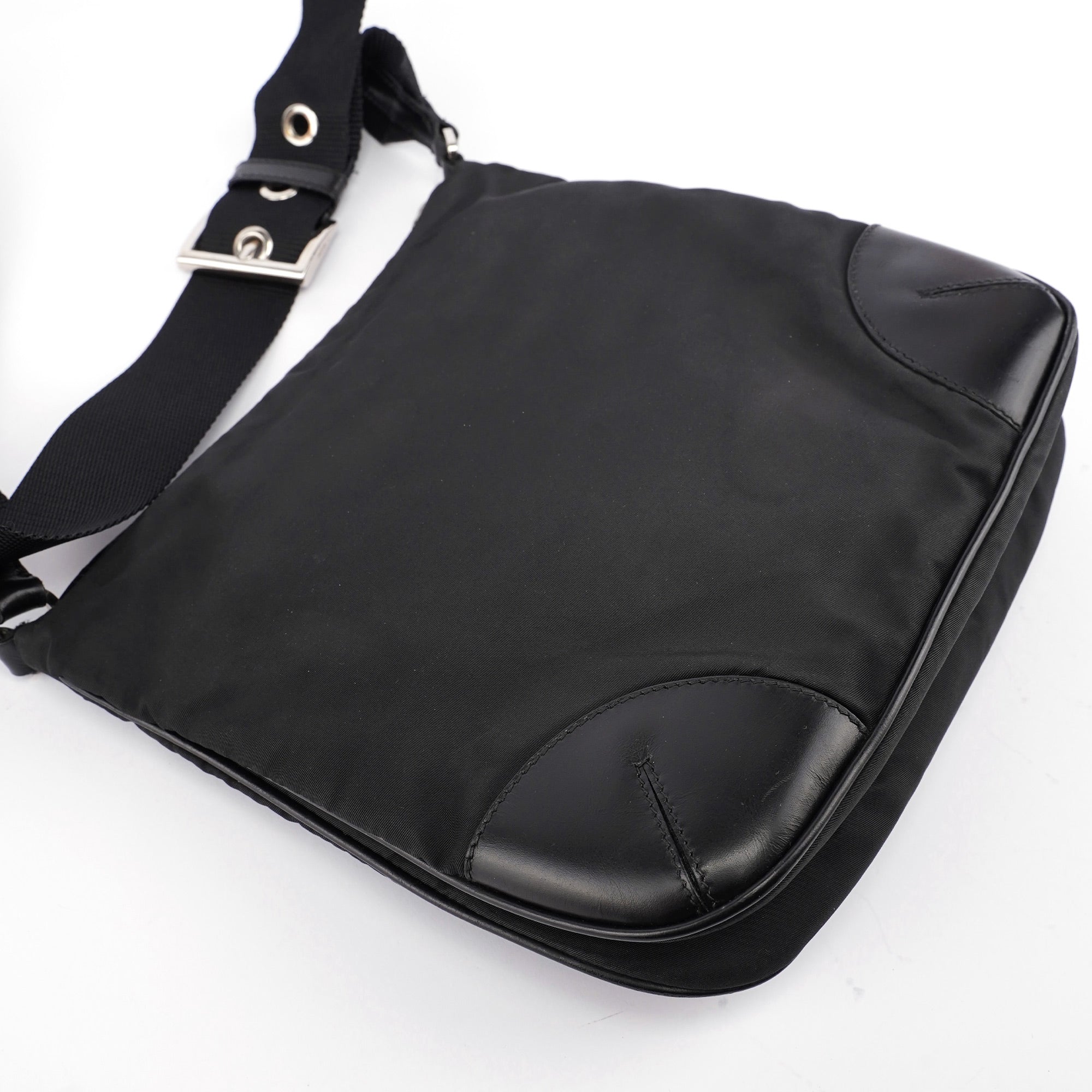 Black Tessuto Vitello Crossbody Bag