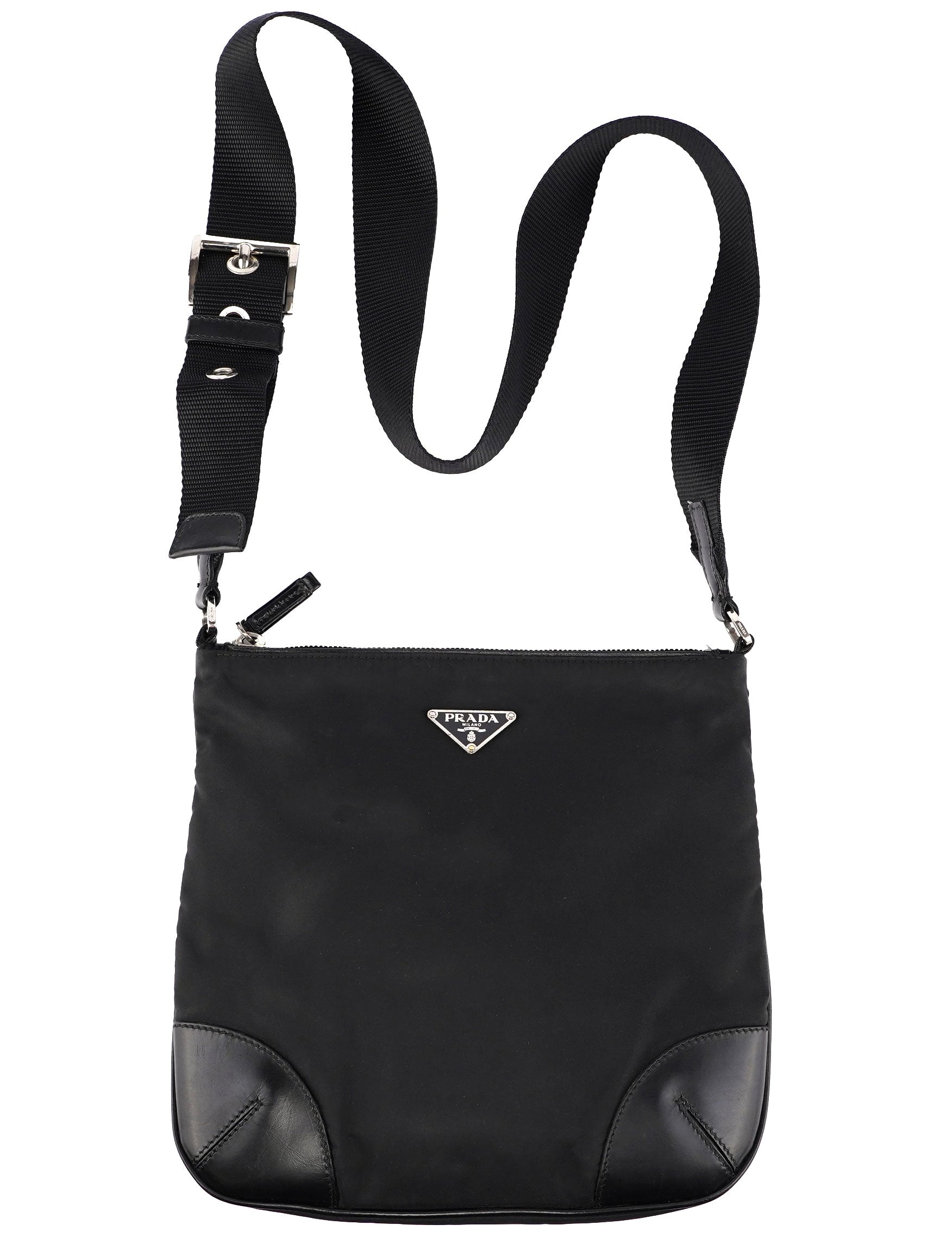 Black Tessuto Vitello Crossbody Bag