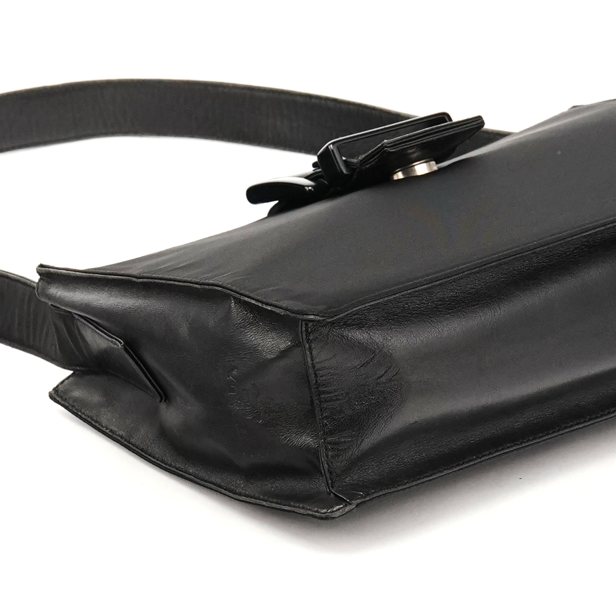 Black Tessuto Vitello Nylon Shoulder Bag