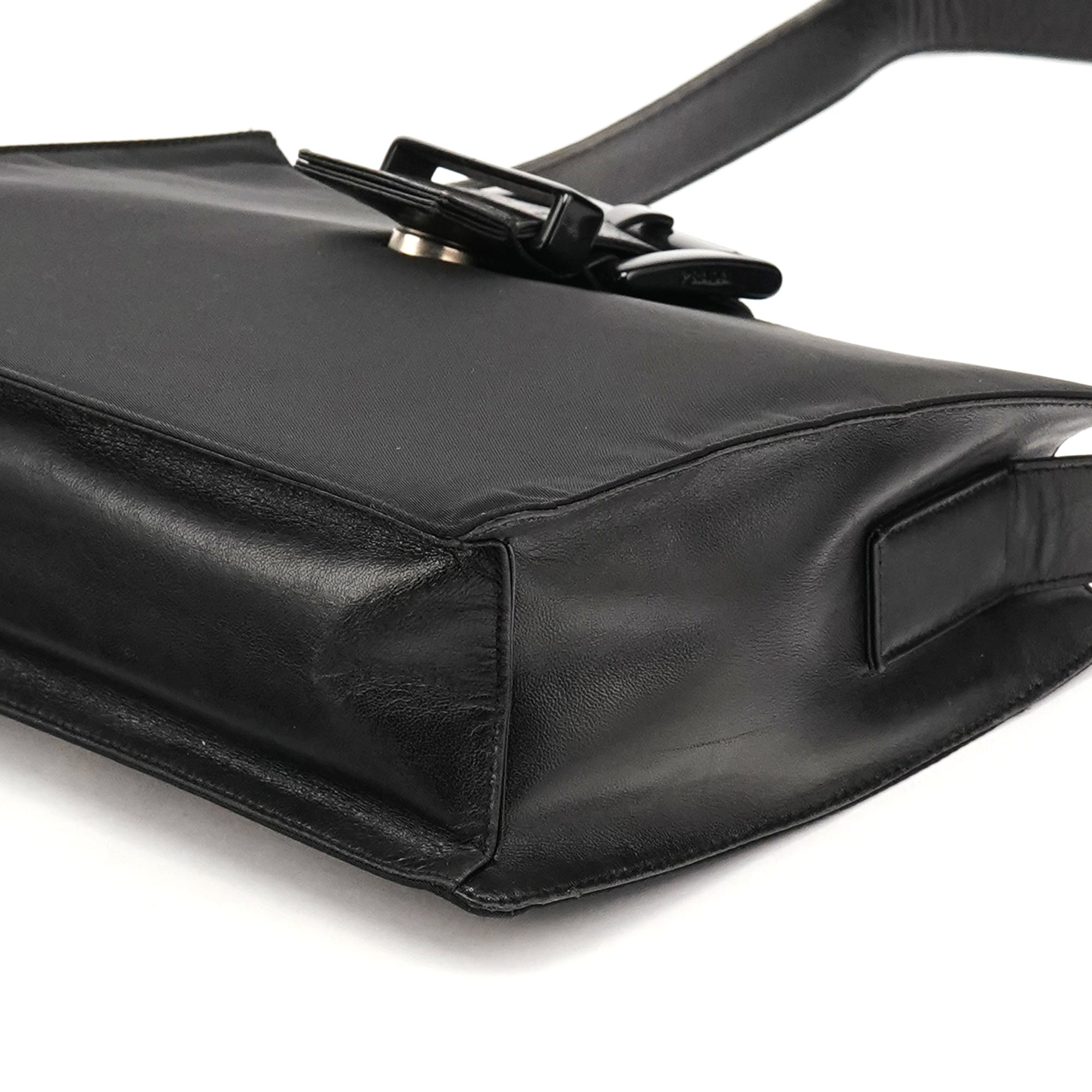 Black Tessuto Vitello Nylon Shoulder Bag