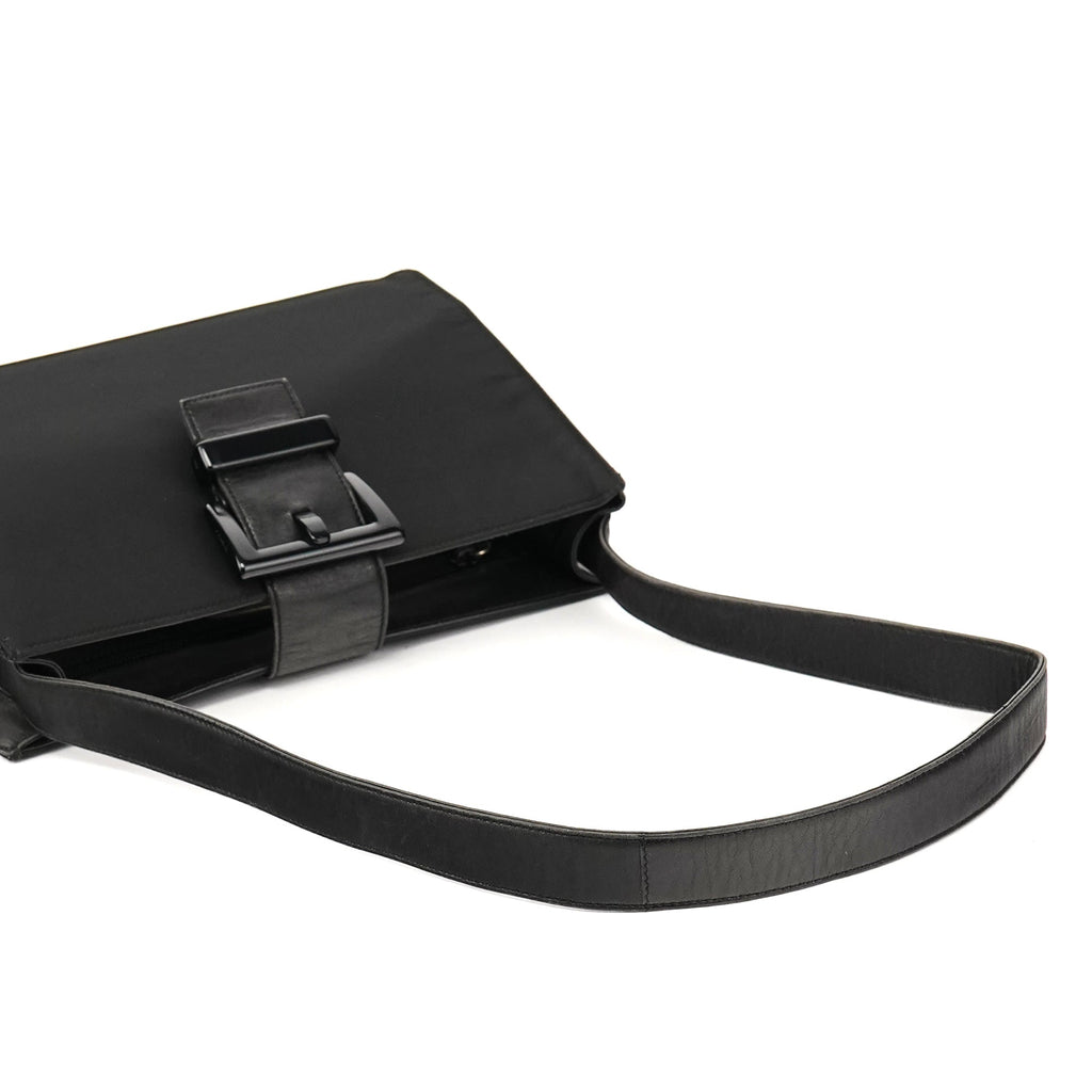 Black Tessuto Vitello Nylon Shoulder Bag
