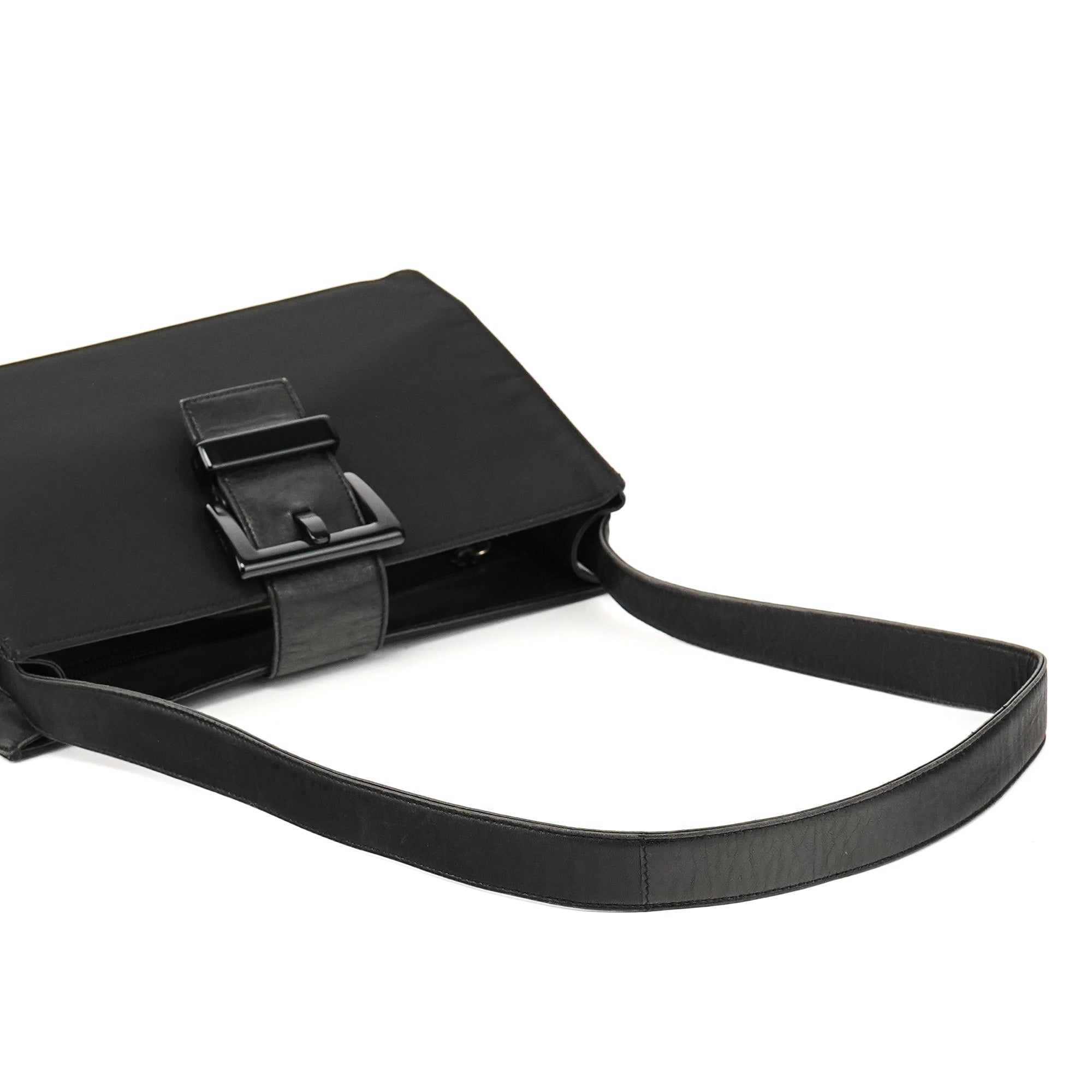 Black Tessuto Vitello Nylon Shoulder Bag