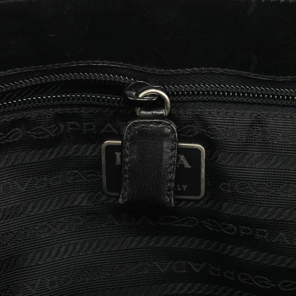 Black Tessuto Vitello Nylon Shoulder Bag