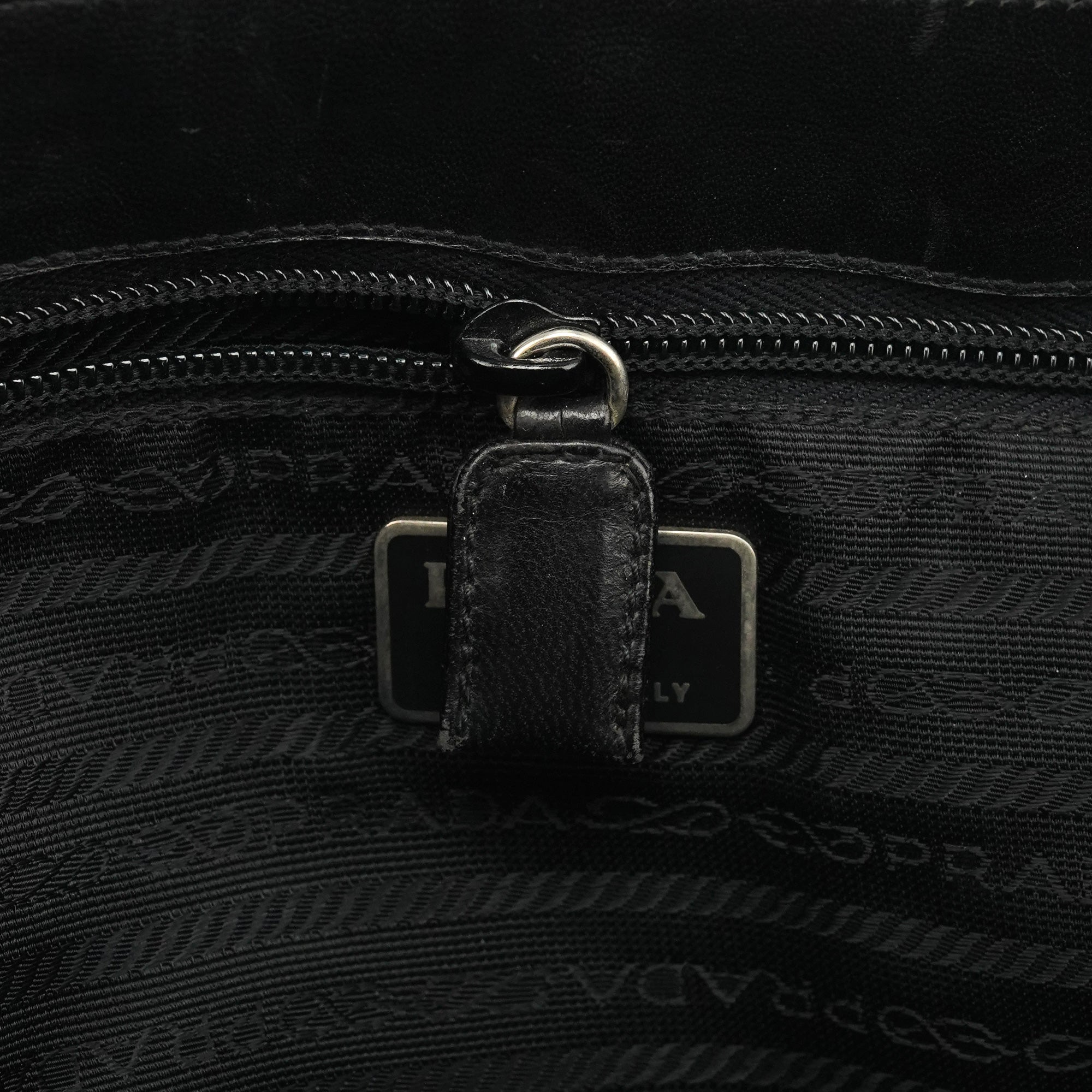 Black Tessuto Vitello Nylon Shoulder Bag