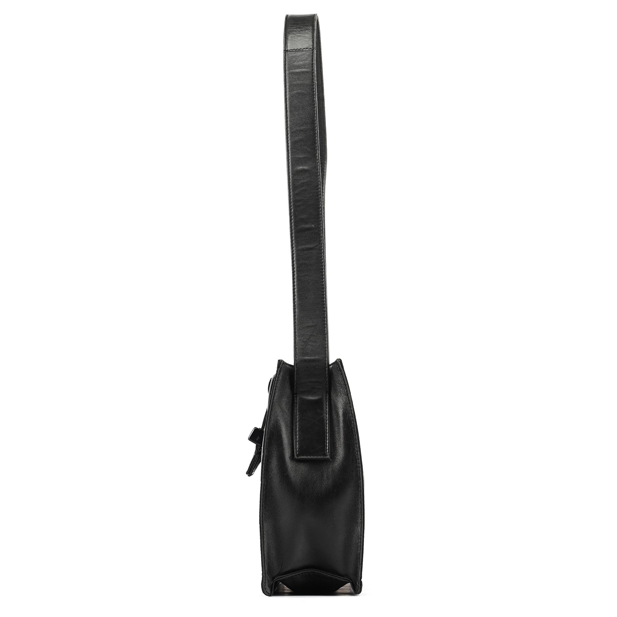 Black Tessuto Vitello Nylon Shoulder Bag
