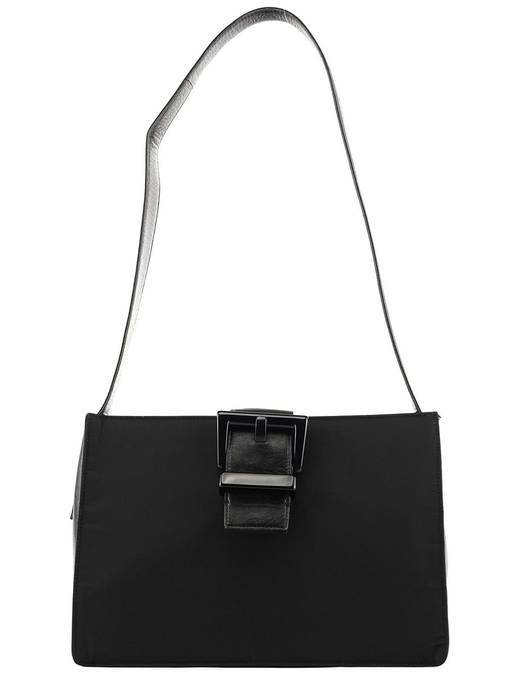 Black Tessuto Vitello Nylon Shoulder Bag