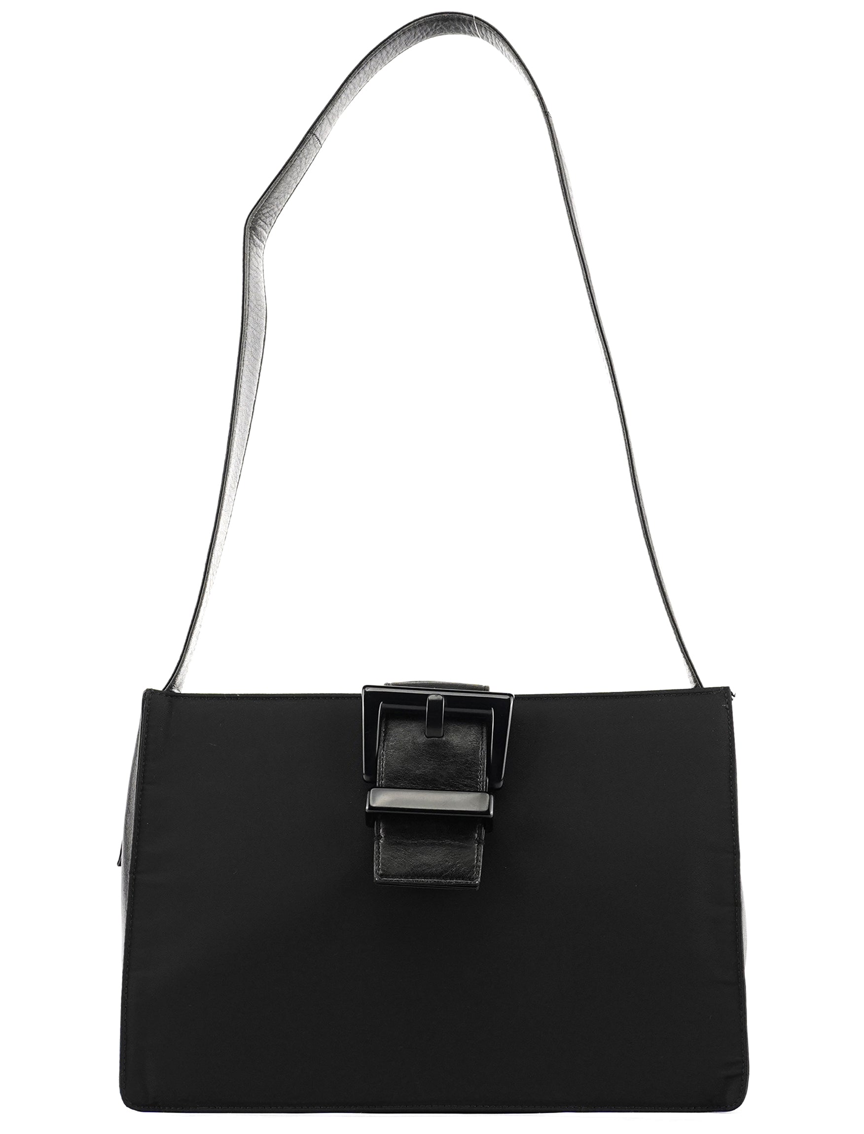 Black Tessuto Vitello Nylon Shoulder Bag