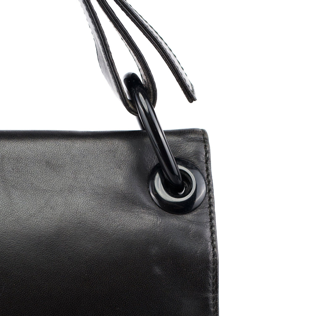 Black Tessuto Vitello Shoulder Bag
