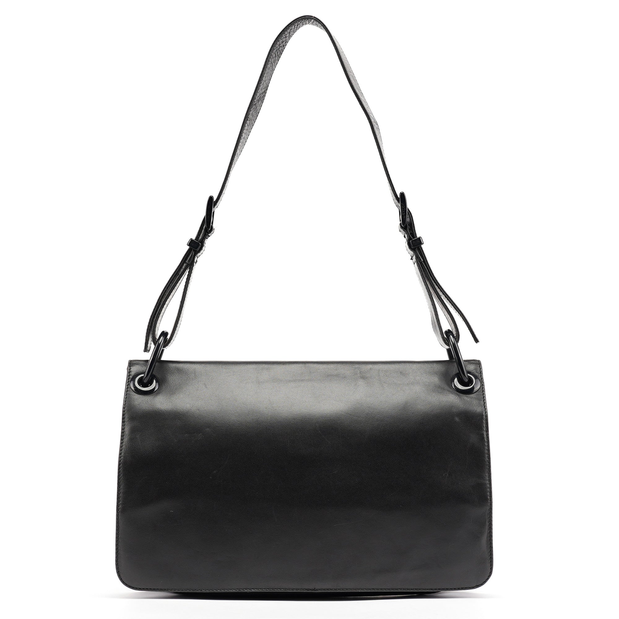Black Tessuto Vitello Shoulder Bag