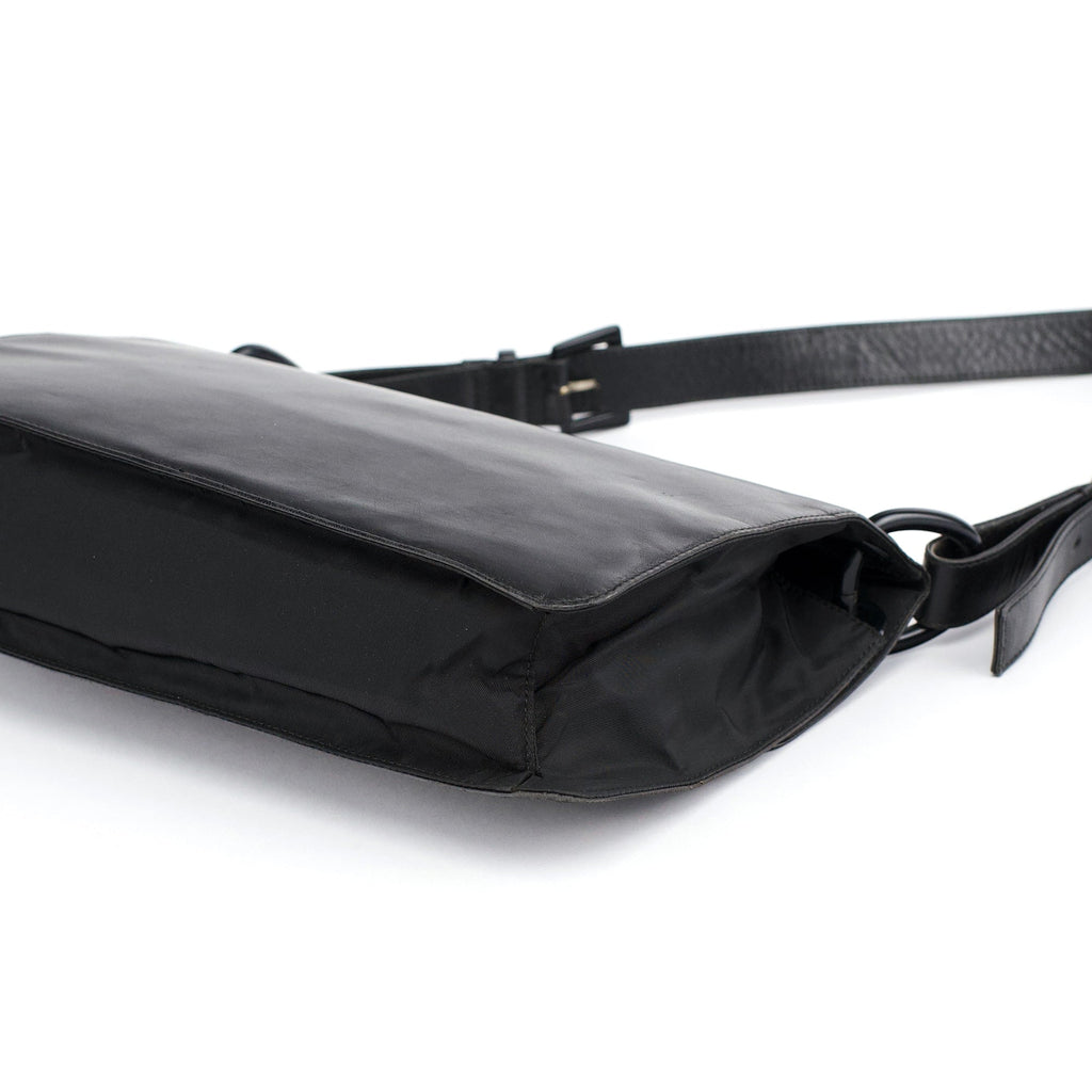 Black Tessuto Vitello Shoulder Bag