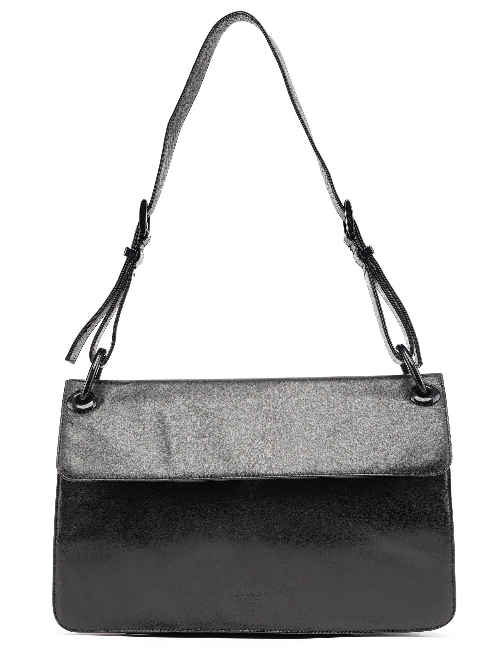 Black Tessuto Vitello Shoulder Bag