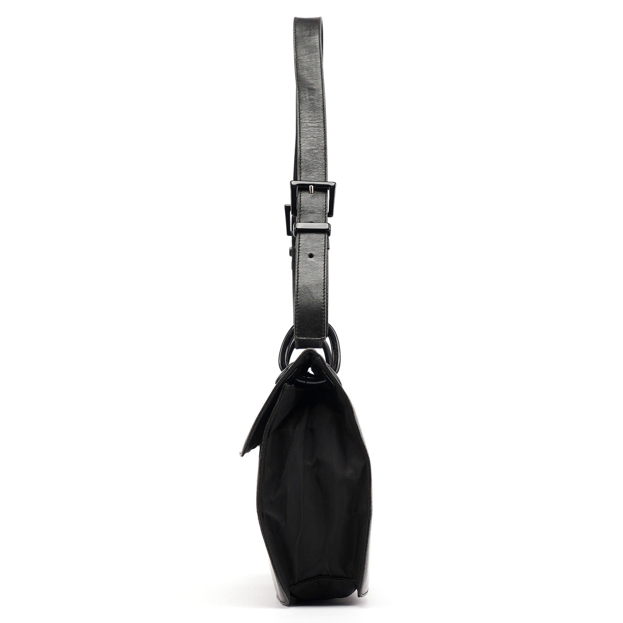 Black Tessuto Vitello Shoulder Bag