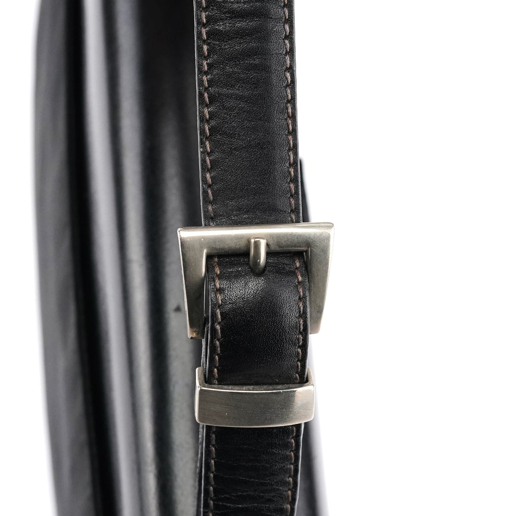 Black Tessuto Vitello Top Handle Bag