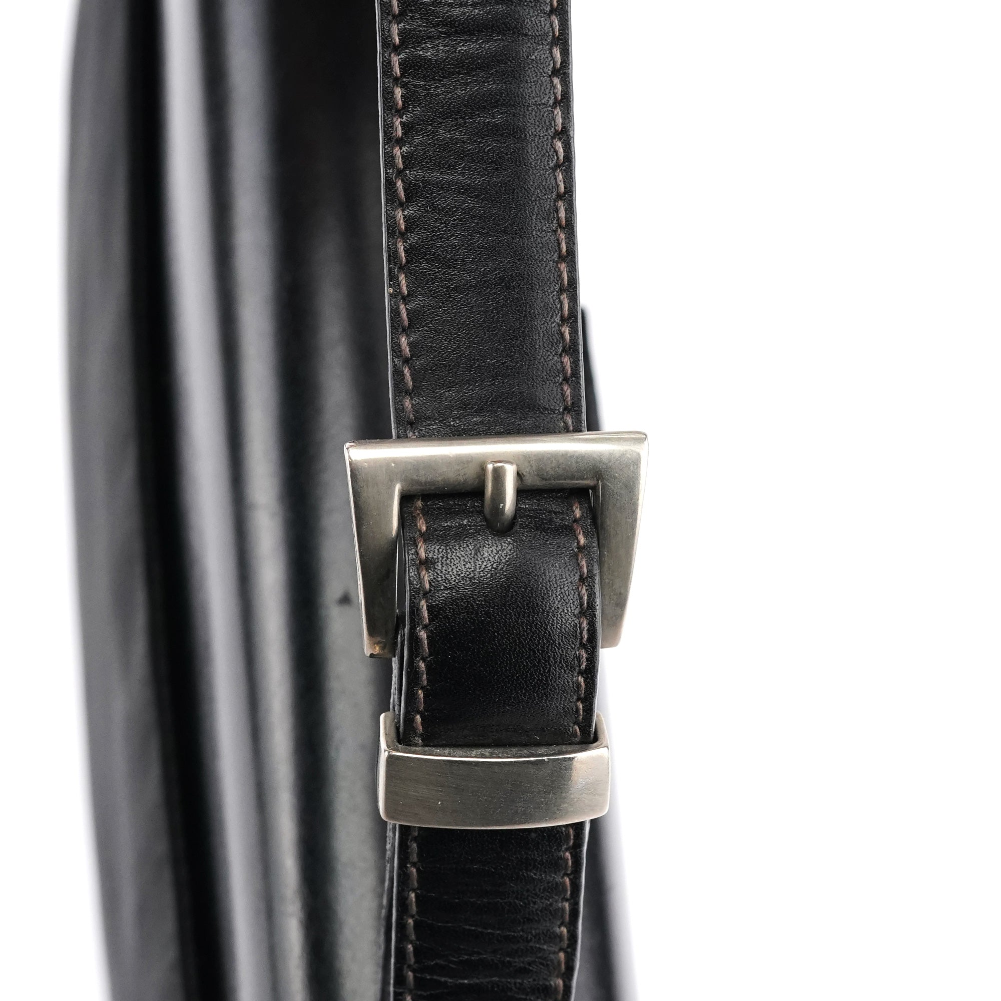 Black Tessuto Vitello Top Handle Bag