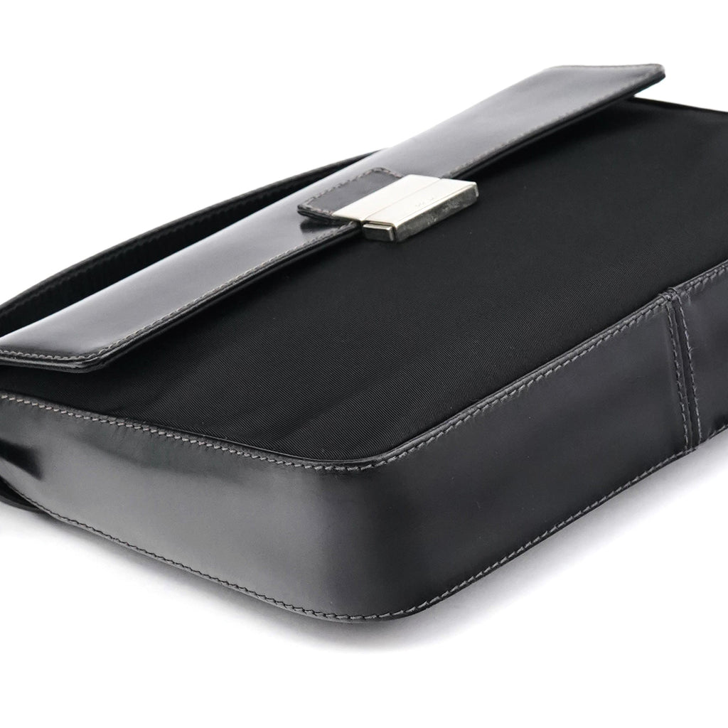 Black Tessuto Vitello Top Handle Bag