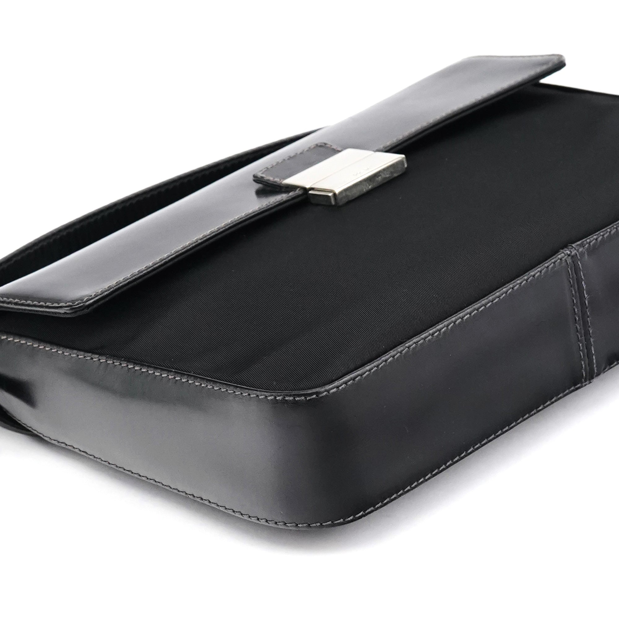 Black Tessuto Vitello Top Handle Bag