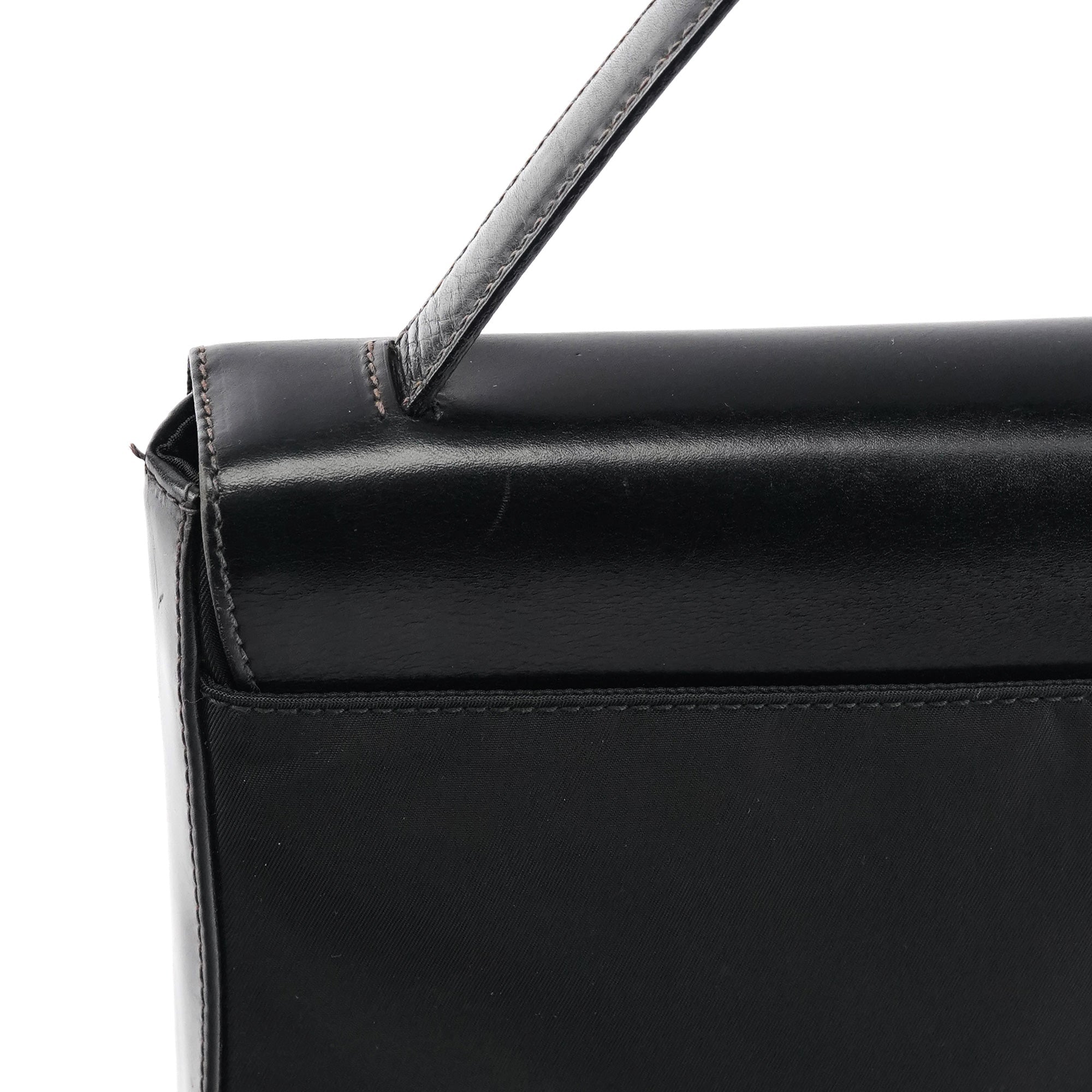 Black Tessuto Vitello Top Handle Bag