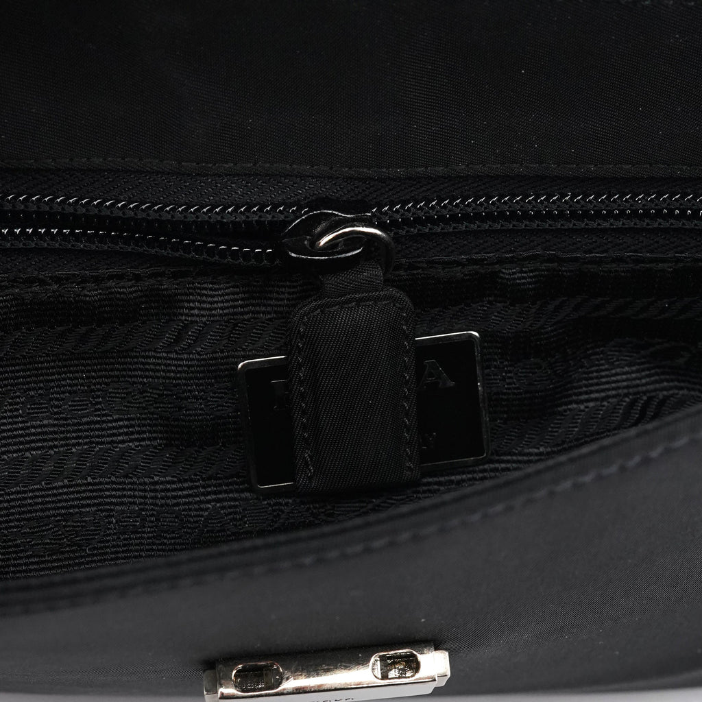 Black Tessuto Vitello Top Handle Bag