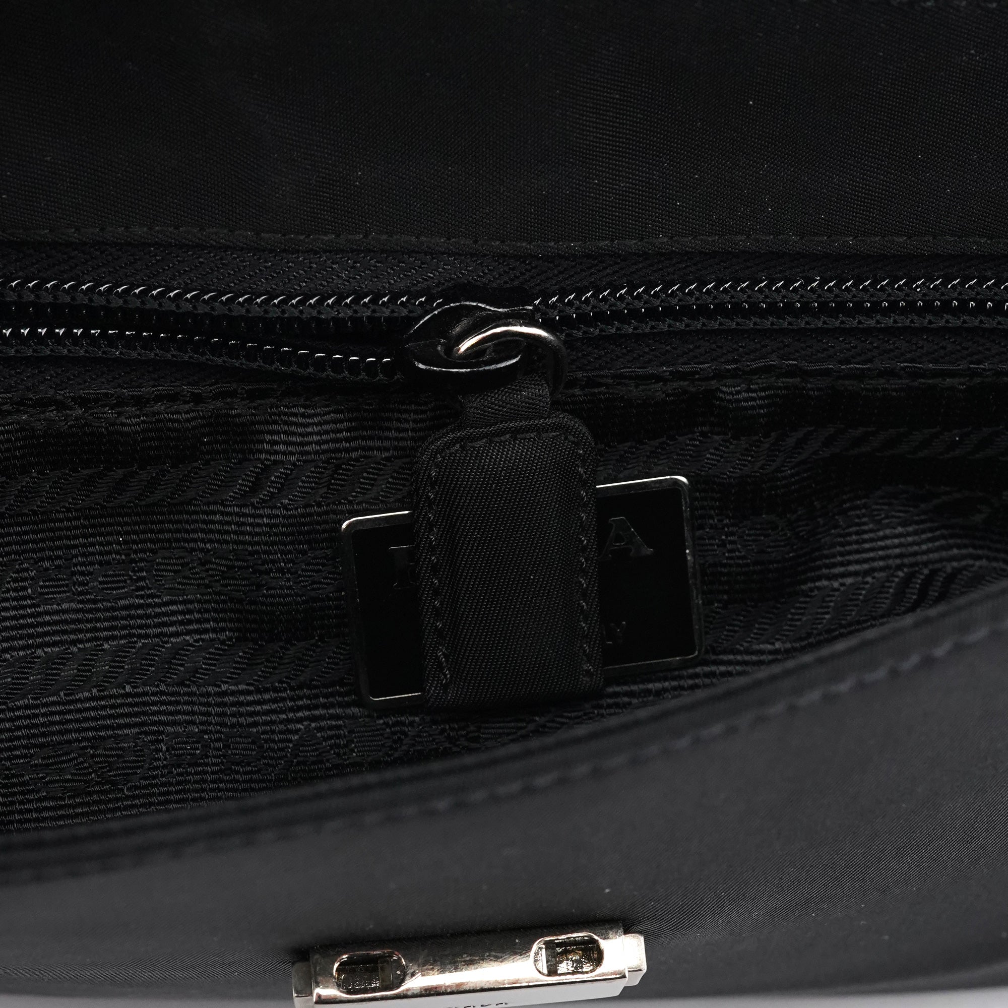 Black Tessuto Vitello Top Handle Bag