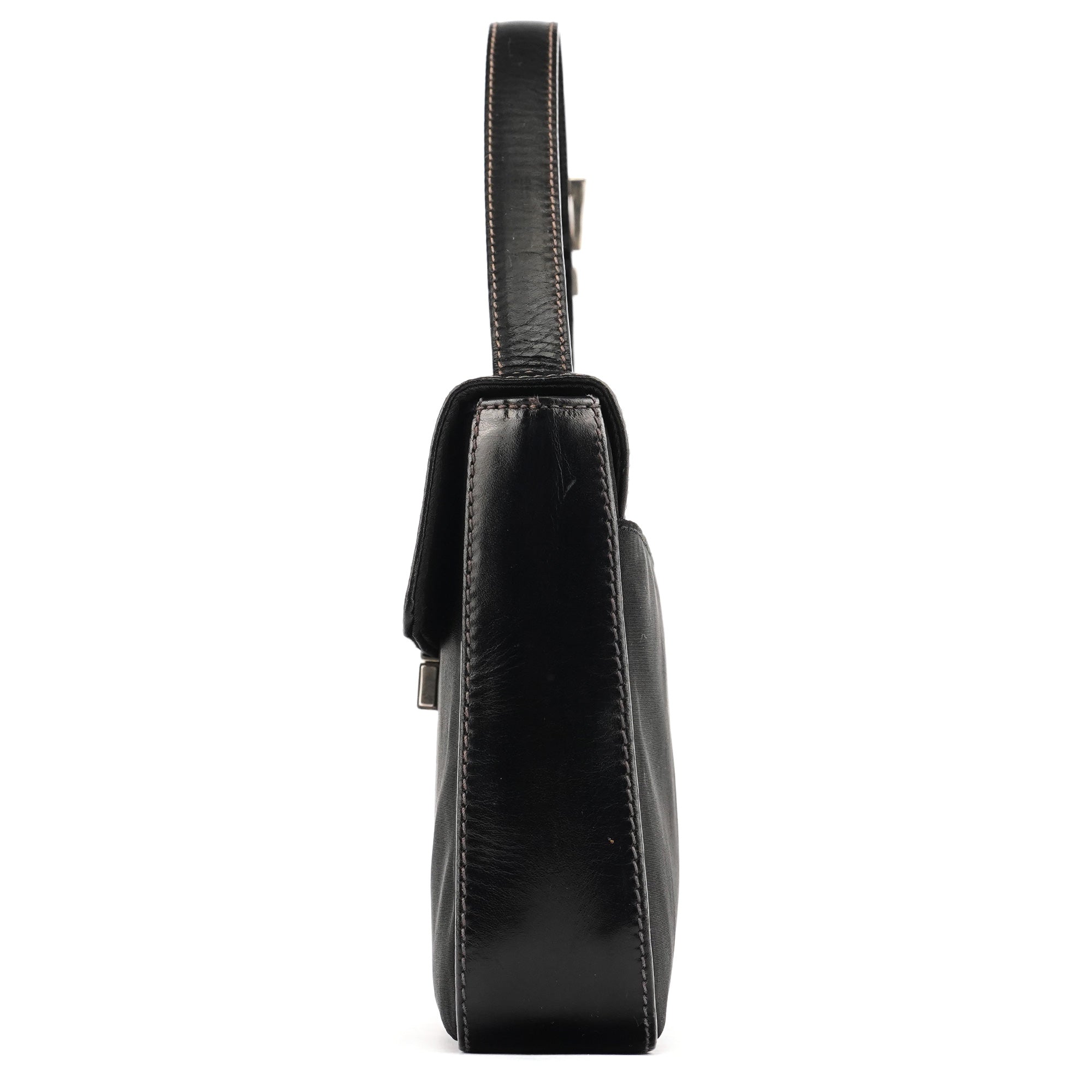 Black Tessuto Vitello Top Handle Bag