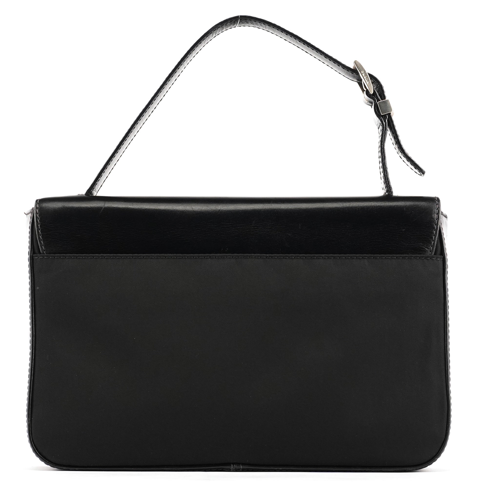 Black Tessuto Vitello Top Handle Bag